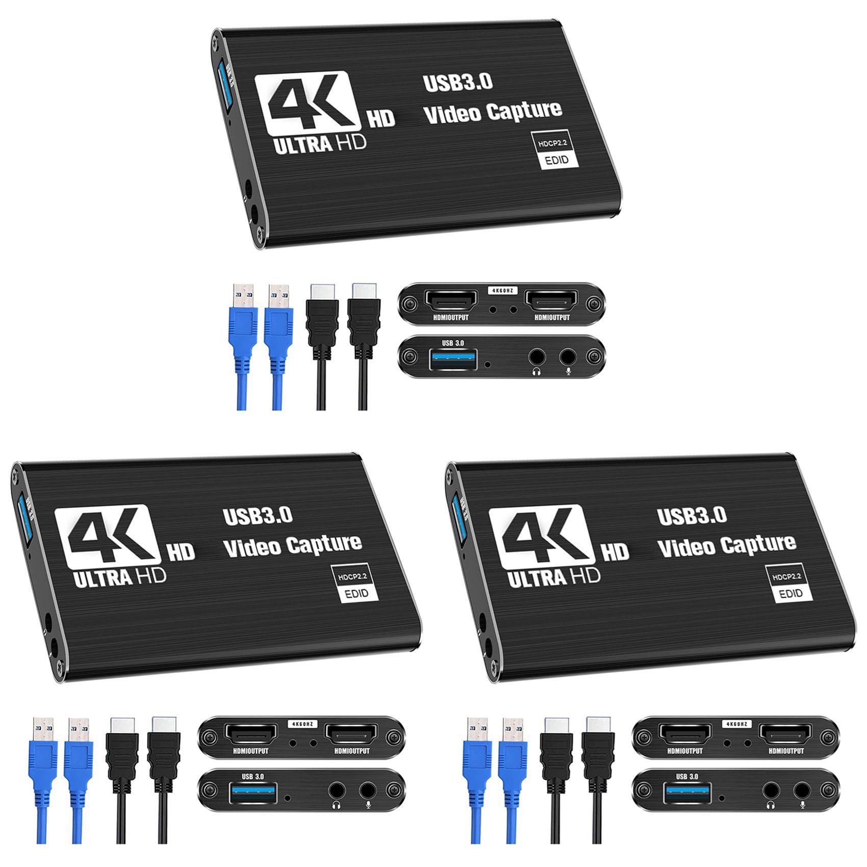3X Carte de Capture Vidéo, Carte de Capture de Commutateur pour Commutateur, 4K 1080P 60FPS pour L'Enregistrement Vidéo en Streaming pour/DSLR/Appareil Photo