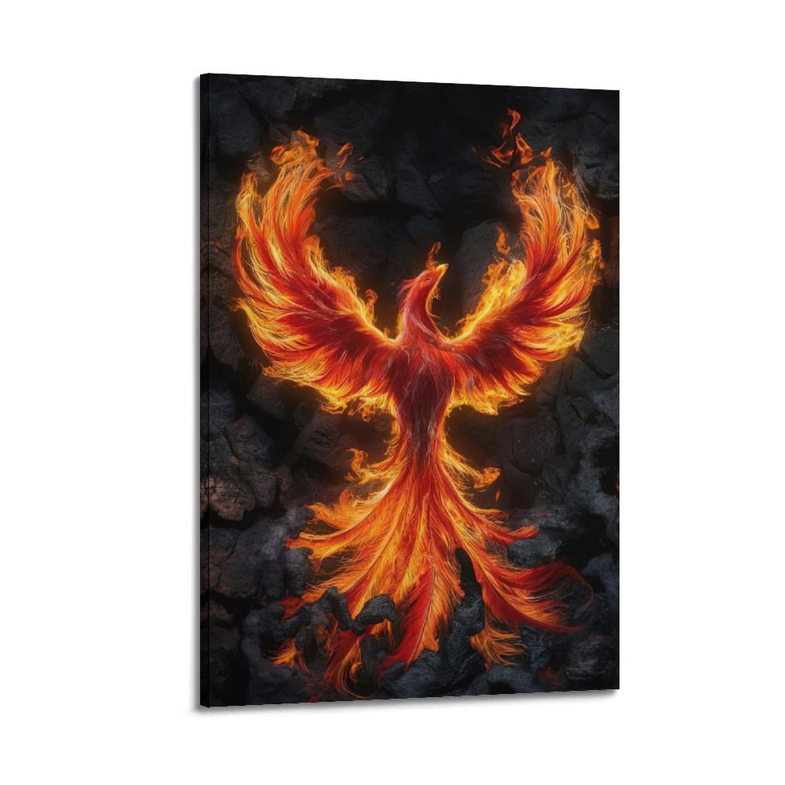 DLJGDS Mythical Phoenix with Fiery Wings, Vintage And Minimalist Art Piece Decorative Painting Canvas Wall Posters And Modern Family Bedroom Decor 20x30inch(50x75cm)