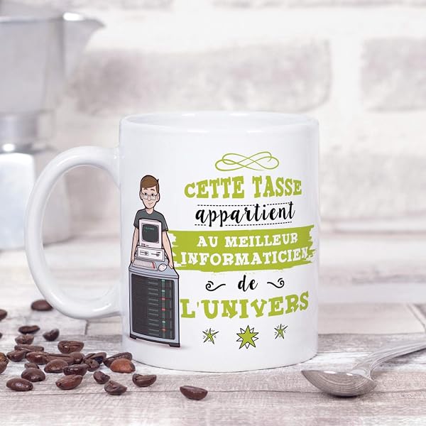 Mugffins Informaticien Tasses Originales de café et Petit-déjeuner à Donner Travailleurs Professionnels - Cette Tasse Appartient au Meilleur Informaticien de l'univers - Céramique 350 ML - 2