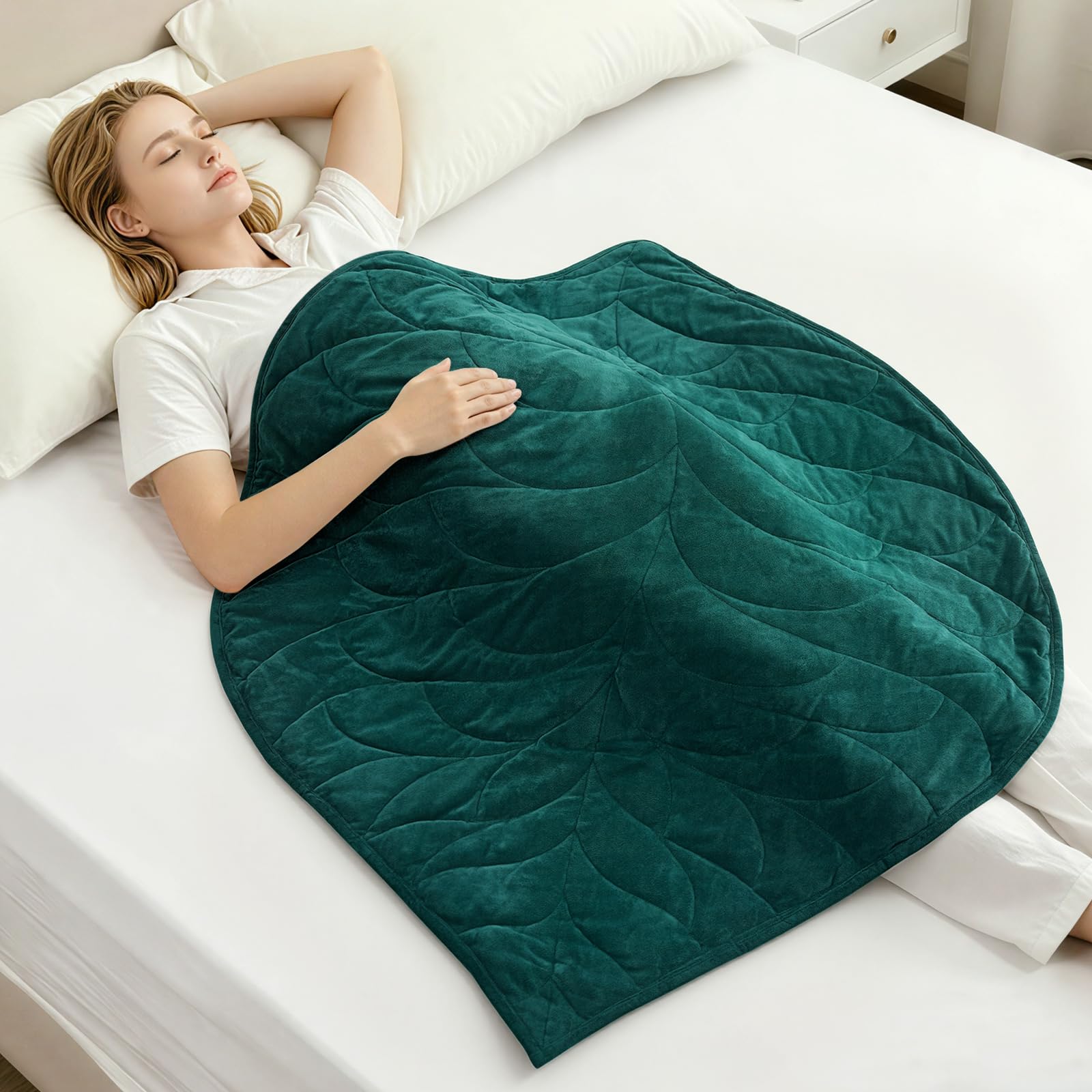 Manta con peso de 7 libras en forma de hoja Cottonblue acolchada para cuatro estaciones