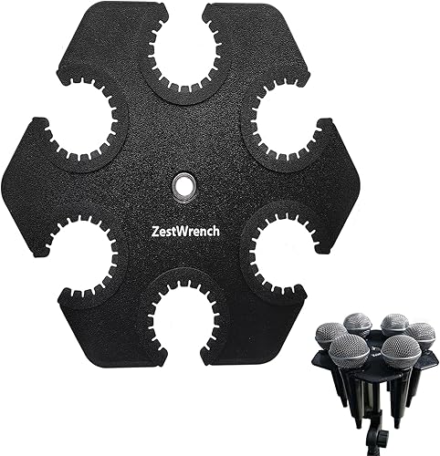 Soporte hexagonal para micrófono múltiple con cable e inalámbrico, compatible con adaptador de soporte de micrófono de 58 pulgadas 38 pulgadas para