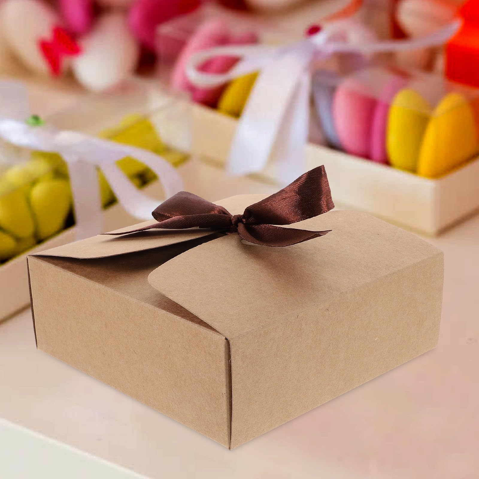 Operitacx Scatole Leggere per Confezioni Kraft Regalo in Pezzi 20 Carta e Quadrate Ecologiche per Matrimoni e Confezionamento Dolci