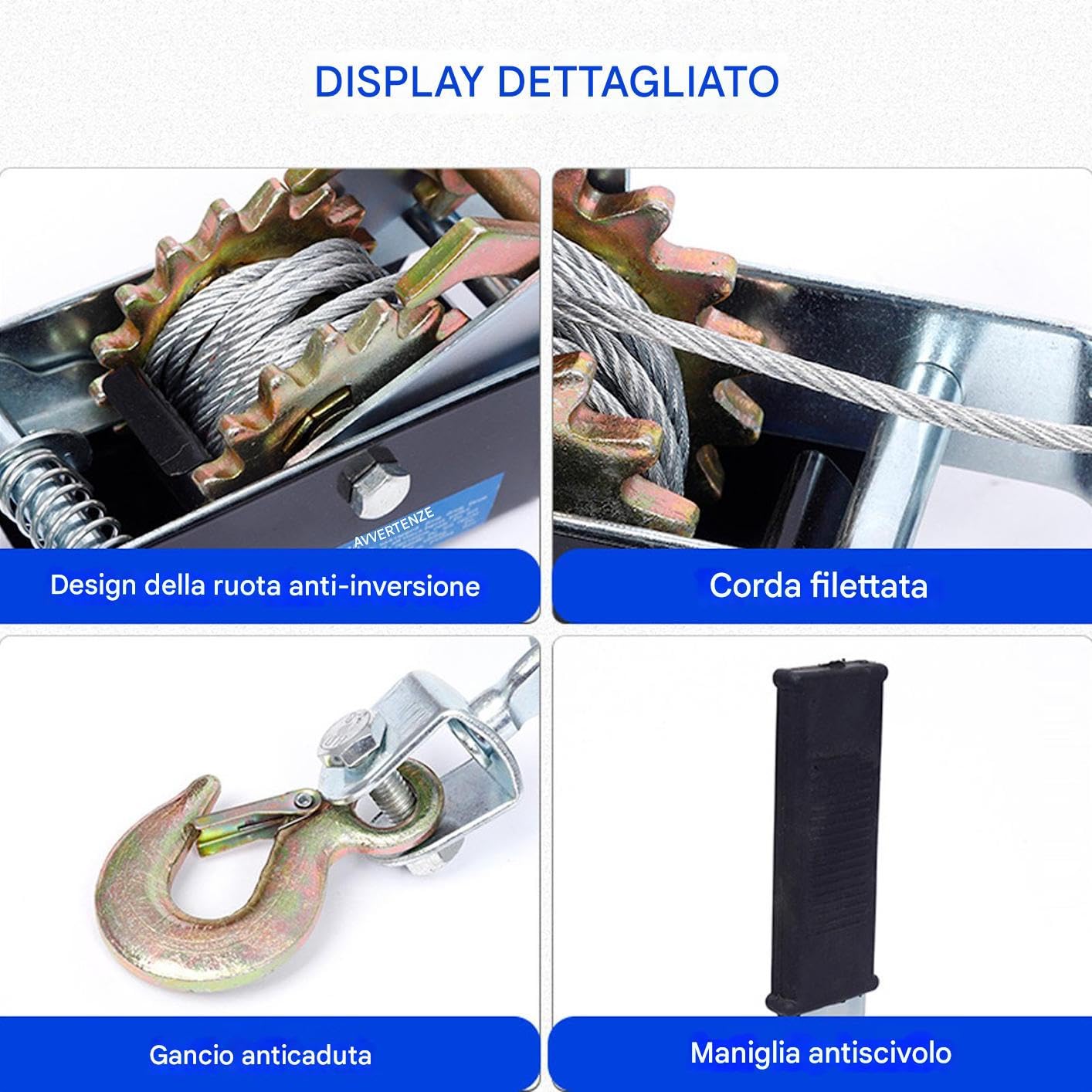 Argano Manuale Tendicavo Manuale | Attrezzo per Tirare Cavi Per Trazione, Crimping, Giardino, Imballaggio, Installazione, Corniciatura E Ringhiera Per Deck