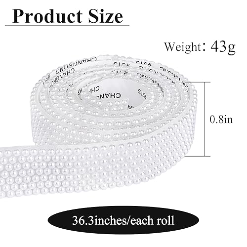 Miniatura 2 de Cintas de perlas autoadhesivas para manualidades, calcomanías de diamantes de imitación, rollo de calcomanías de perlas de cristal, perla plana para