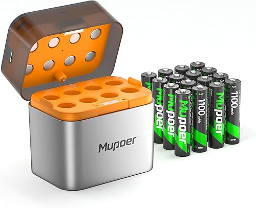 Miniatura 13 de Paquete de 4 baterías AAA recargables, pilas recargables AAA de 1100 mAh NiMH, batería triple A recargable de 1.2 V, pilas recargables AAA de alta