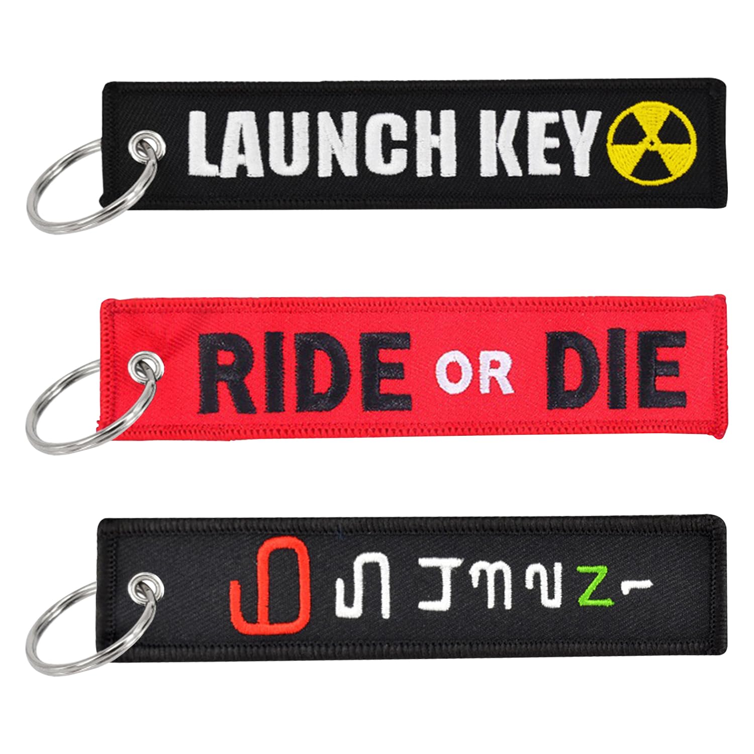 USHXVG 3-Piece Keychain Set - Embroidered Woven Luggage Tag, Personalized Keychain, Bag Pendant