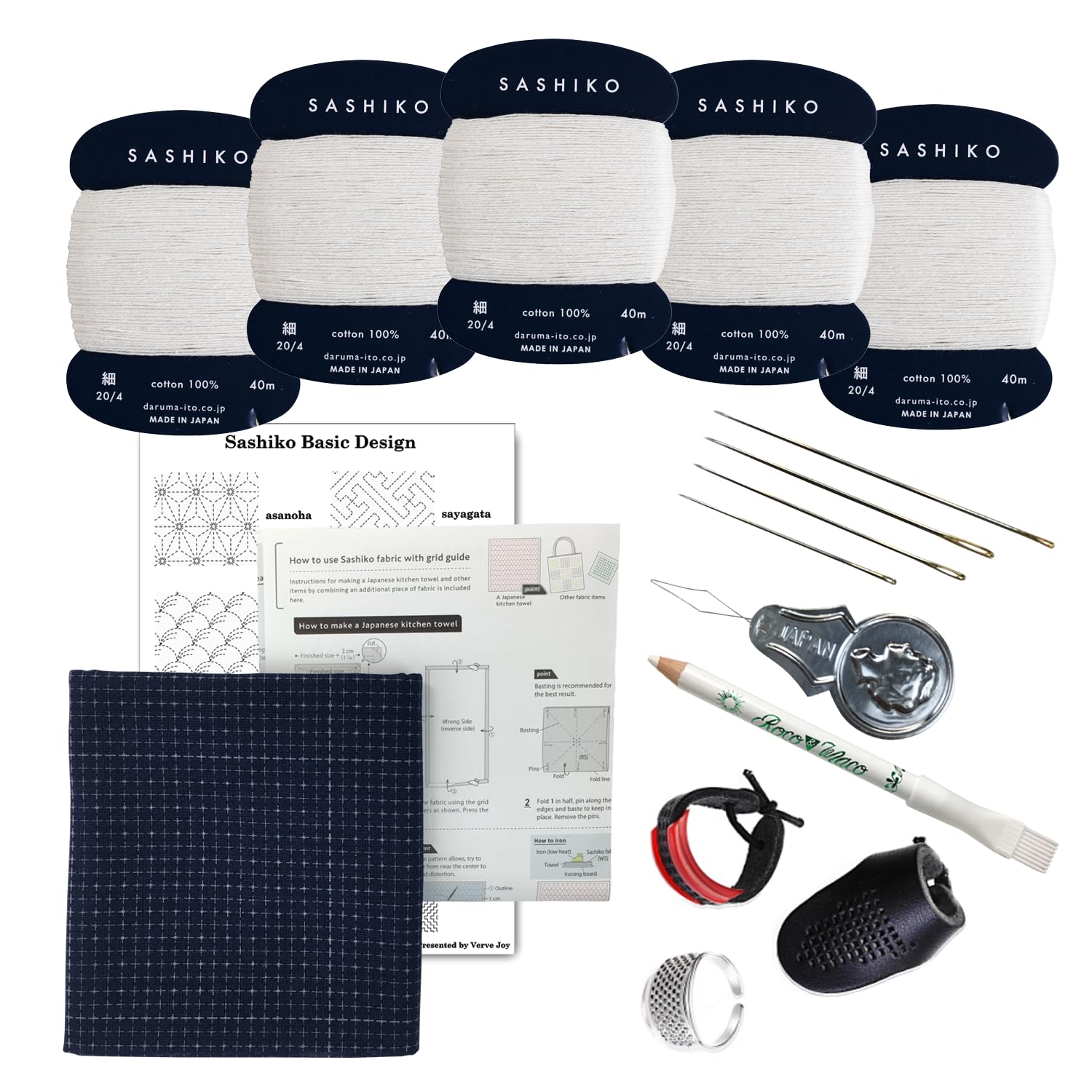 Amazon.com: Sashiko kit, Daruma Sashiko Thread, Needles and Cotton