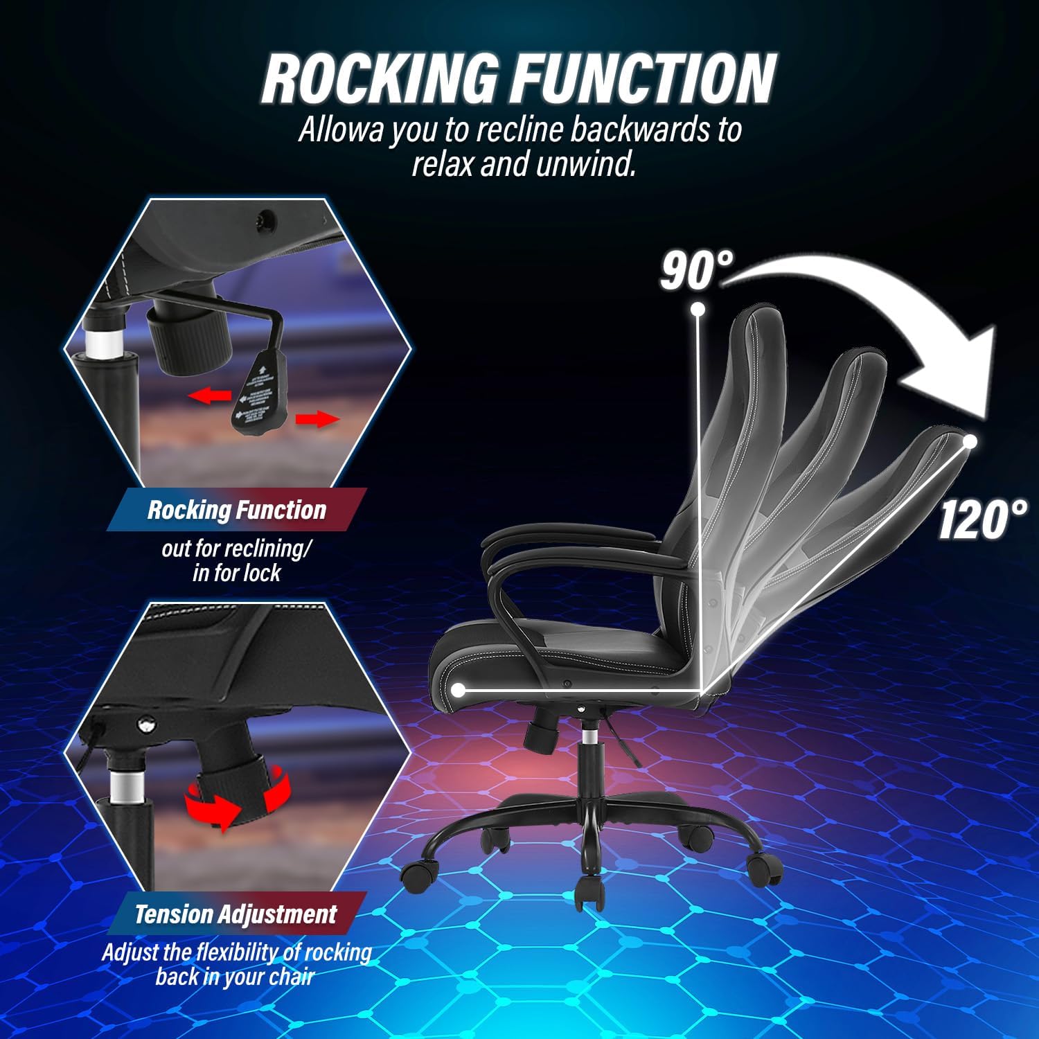 71mjUxibMmL._AC_SL1500_ Computer Gaming Chair Office Ergonomic PC Chair Racing Writing Working High-Back Chair w/Lumbar Support Swivel Executive Desk Chairs for Adults,Black