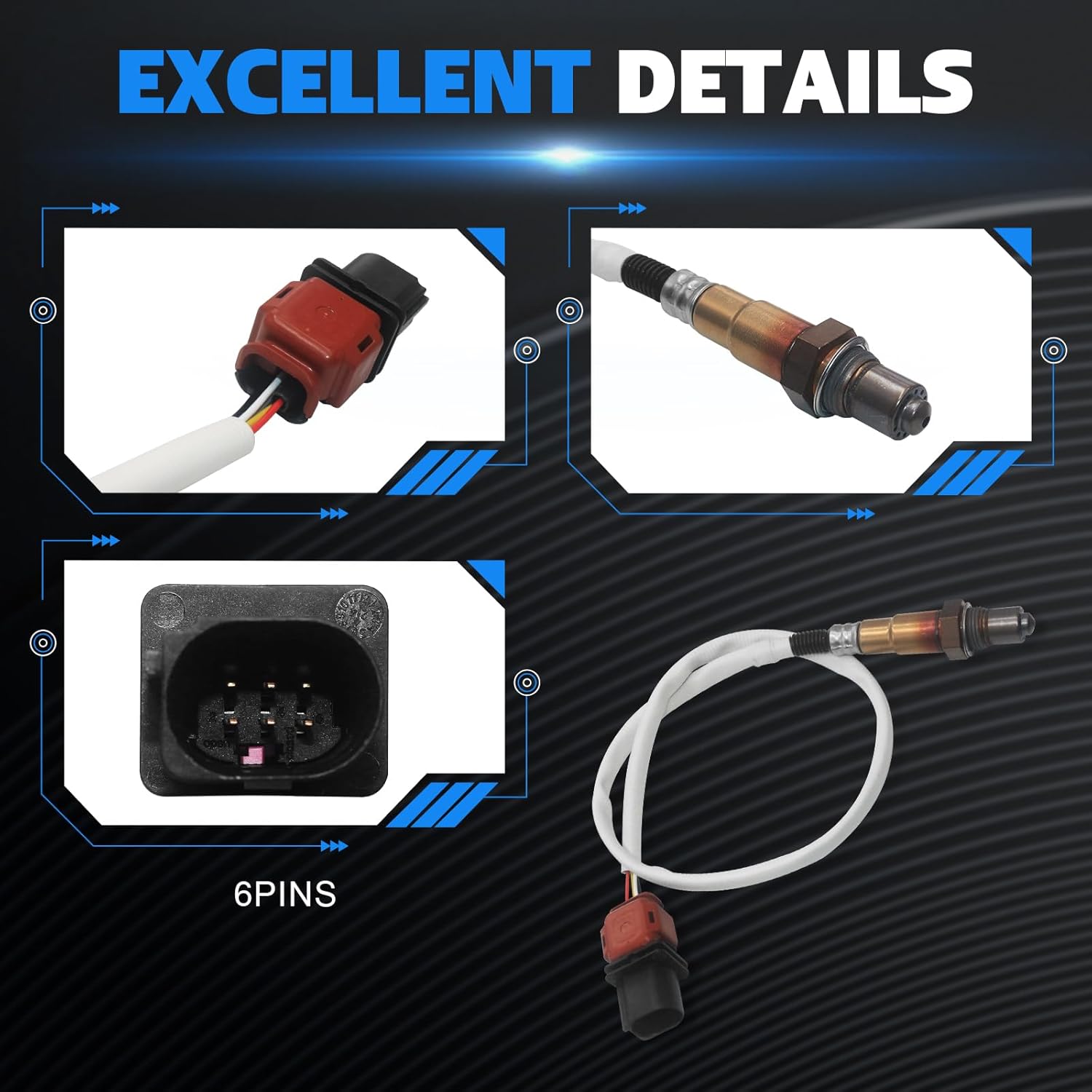F1FZ-9F472-CA Upstream O2 Oxygen Sensor White Pipe for Ford F-150 2017-2020 Focus 1.0L 2015-2018 Expedition 3.5L 2018-2021 Navigator 3.5L 2018-2020 Replace 234-5713 E1GA-9F472-BD