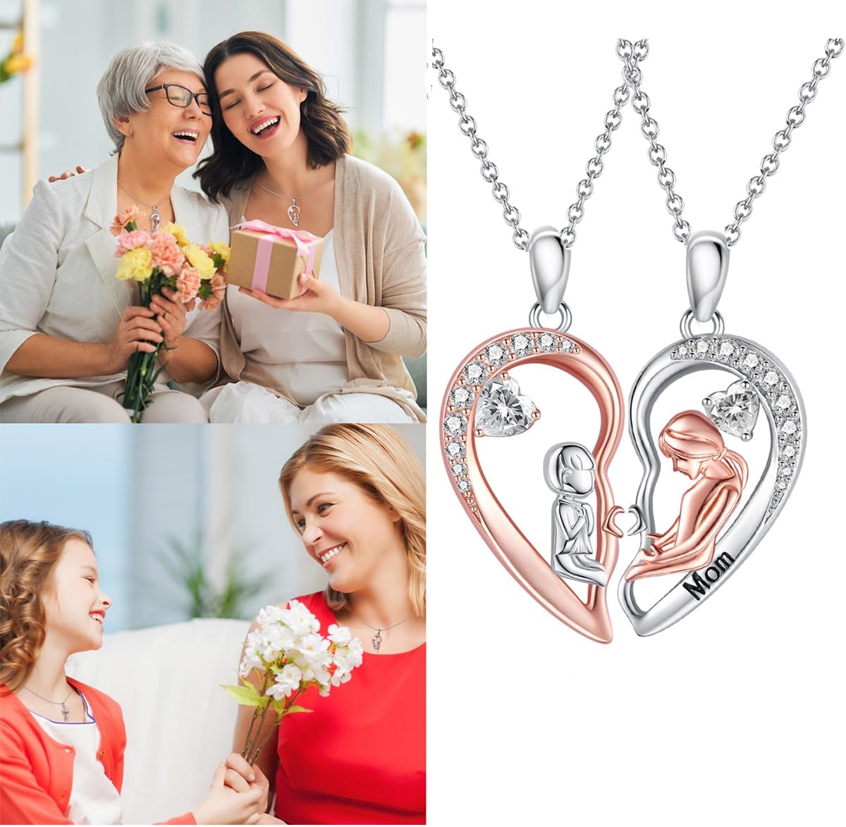 S925 Heart Necklace for Mom Wife Women S925 Sterling Silver Pendant Necklace Jewelry Gift for Mother's Day Birthday Christmas Wedding Thanksgiving Day Gift - Image 7