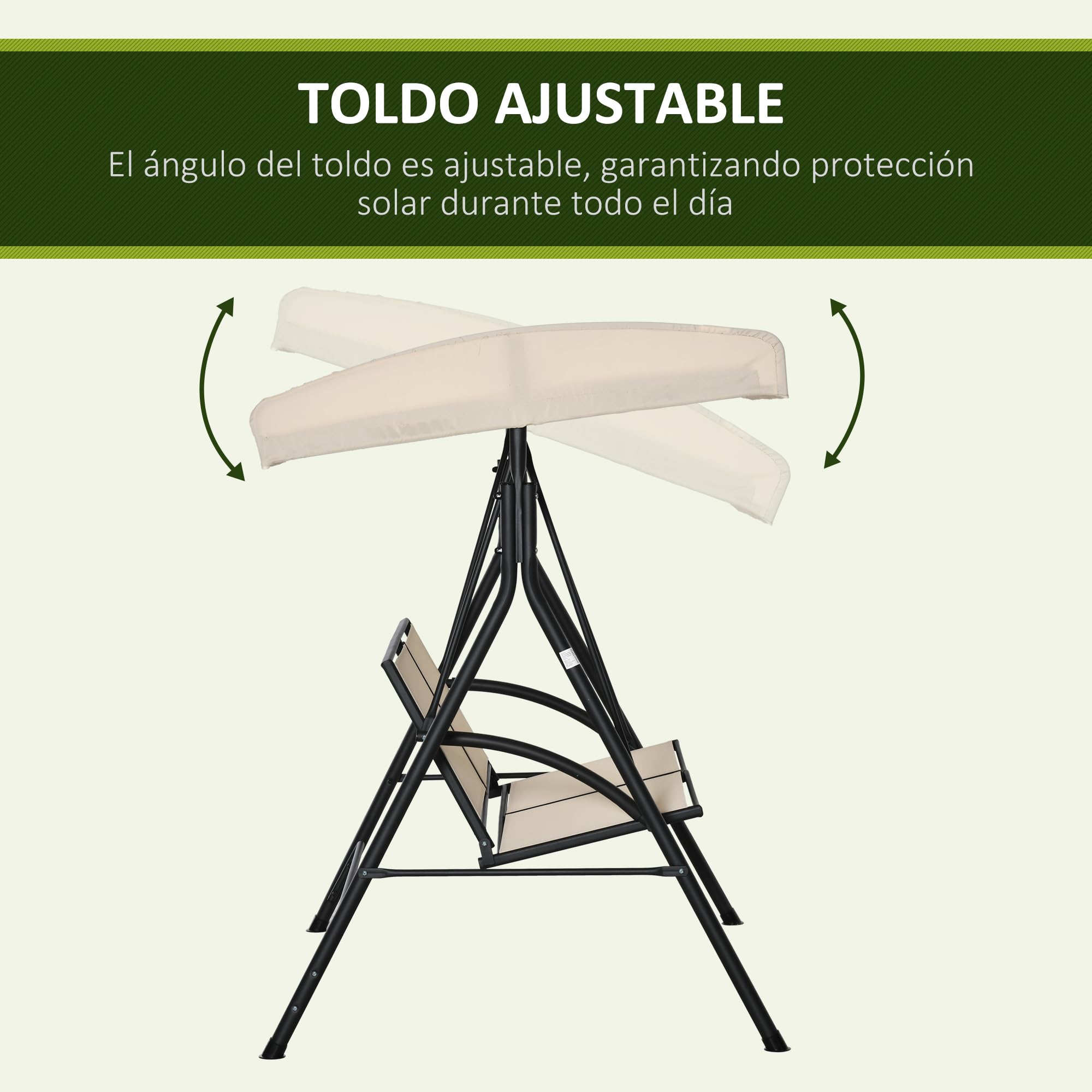 Outsunny Balançoire de Jardin 2 Places 140x118x162cm Beige