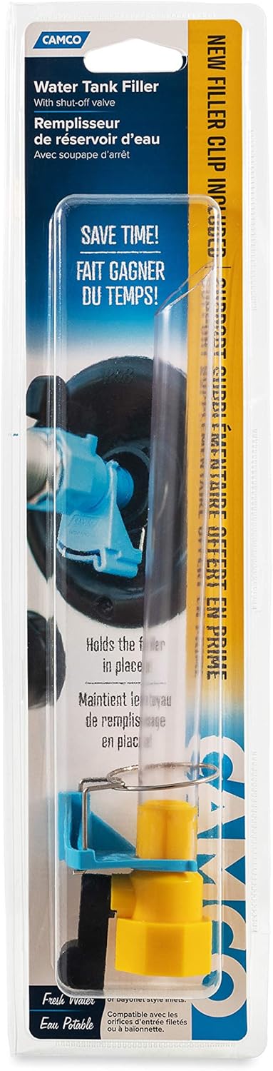 Camco 40004 RV Gravity Water Fill Adapter with Shut Off Valve and Clip - Allows for Quick Filling of Your RV's Gravity Water Fill - Adapter Fits Standard Drinking Water Hoses : Automotive