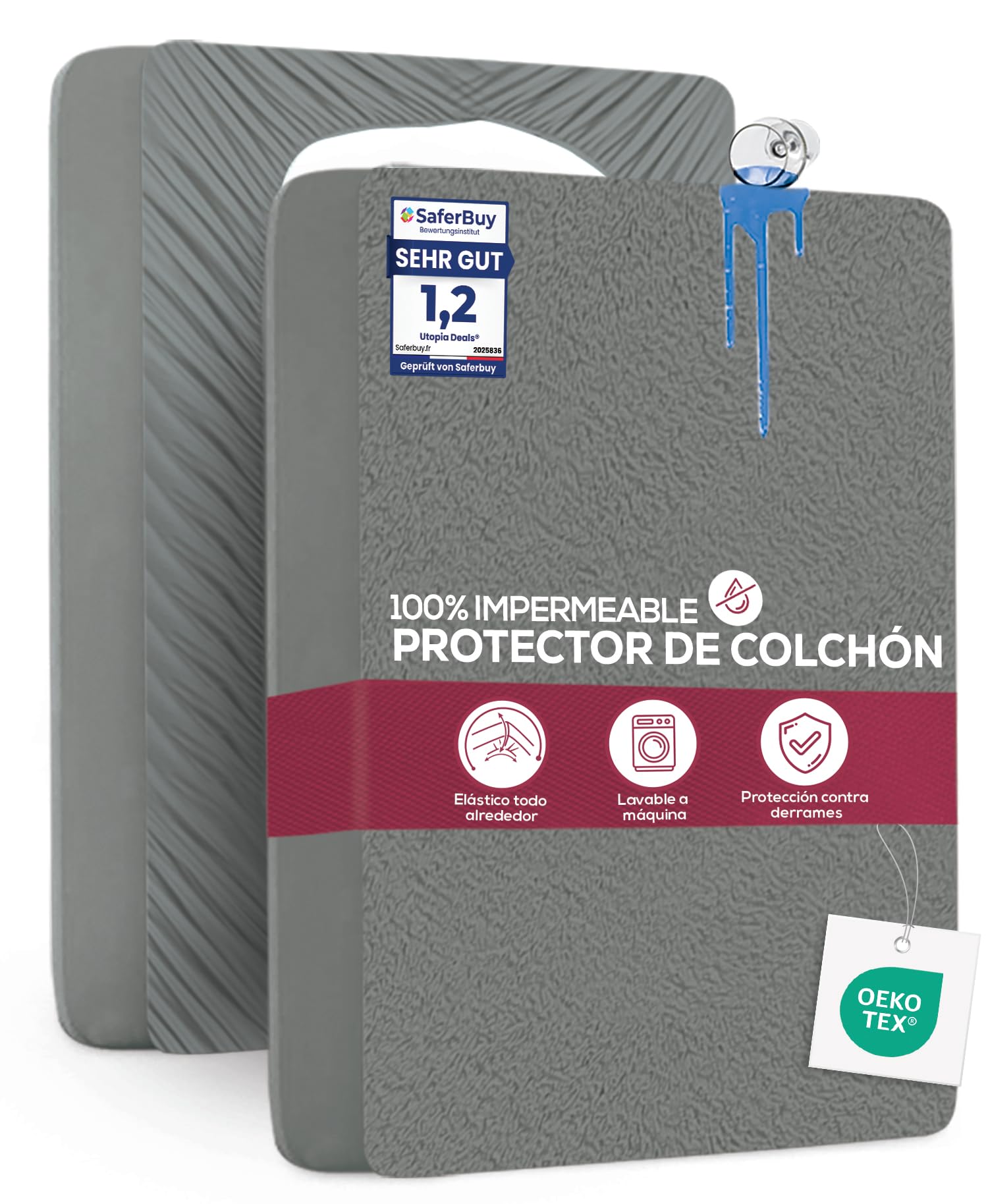 Utopia Bedding Protector Colchón 135 x 190 x 40 cm Impermeable, Certificación Oeko-Tex Funda Colchón, Cubre Colchón Transpirable, Elástico En Todo El Contorno — view 8