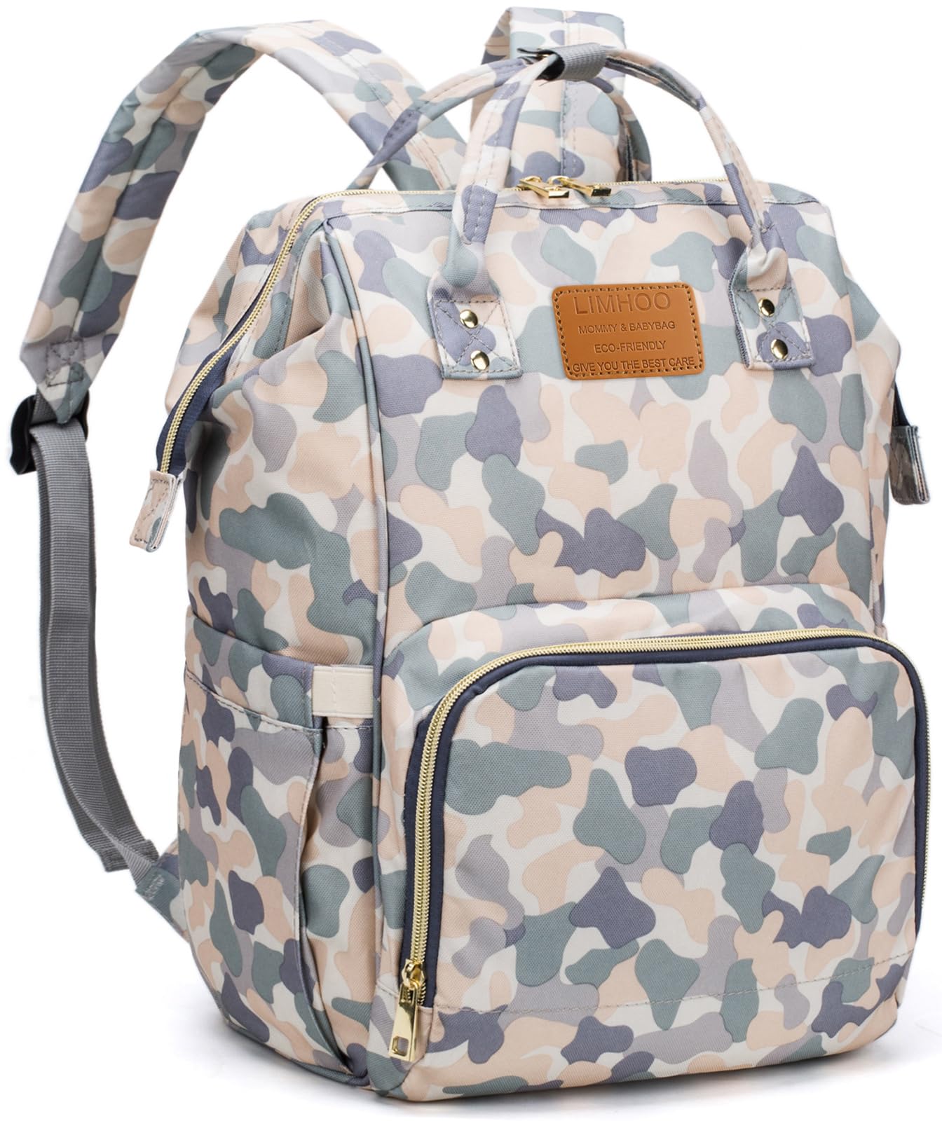 LIMHOO Diaper Bag Backpack for Men Dad, Waterproof Large Canvas Camo Nappy Bags, Baby Care Bag