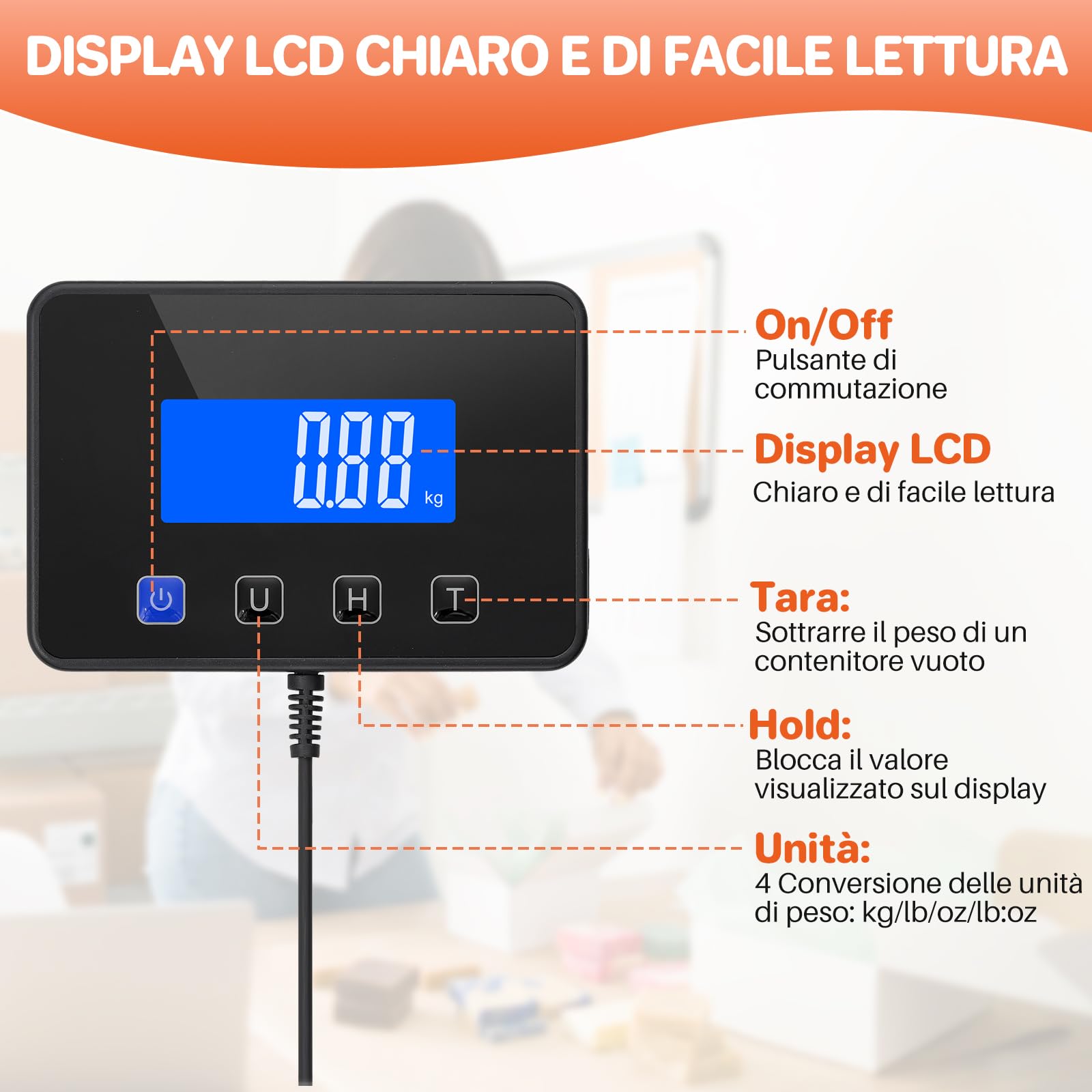 FUNYKICH Bilancia Pesa Pacchi Digitale 200 kg/440 lb,Bilancia Professionale