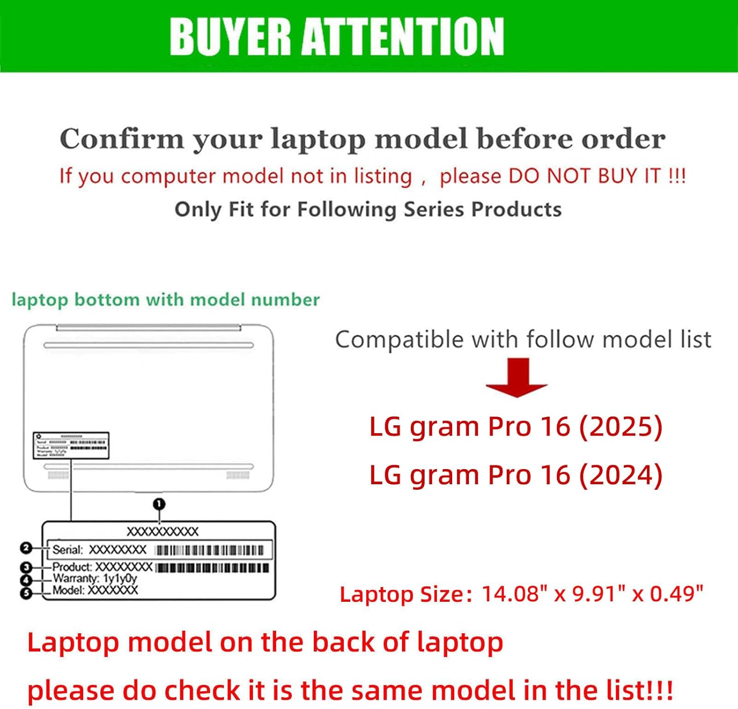 Laptop Cover Case for LG gram Pro 16-inch OLED 2024~2025 [not Compatible with Any Other Model] .2-in-1 PU Leather Detachable Notebook Sleeve (Black)