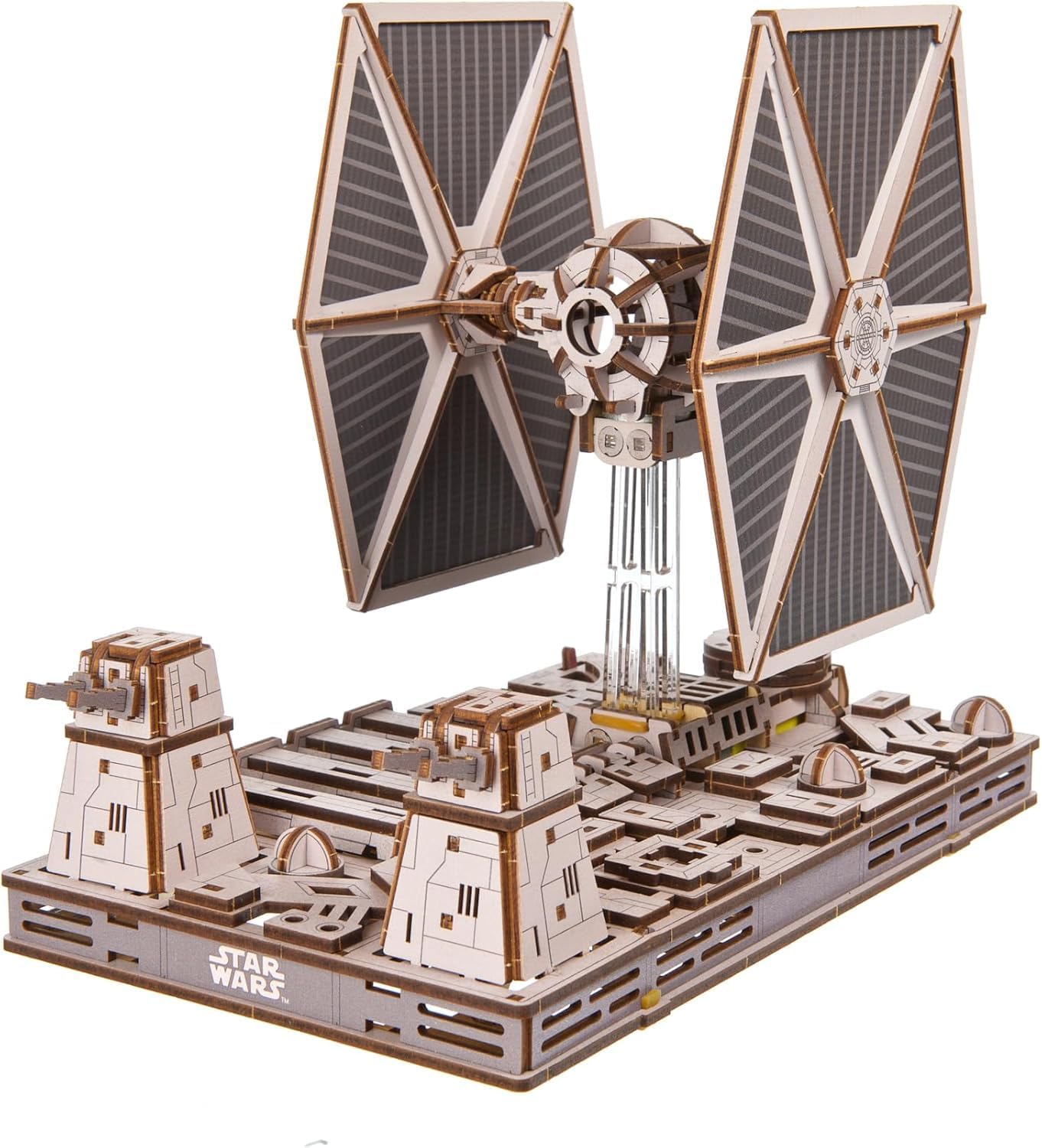 UGEARS Star Wars TIE Fighter 3D Wooden Puzzle, Mechanical Wooden Models for Adults to Build, Star Wars Model Kit, Hobby Brain Teaser