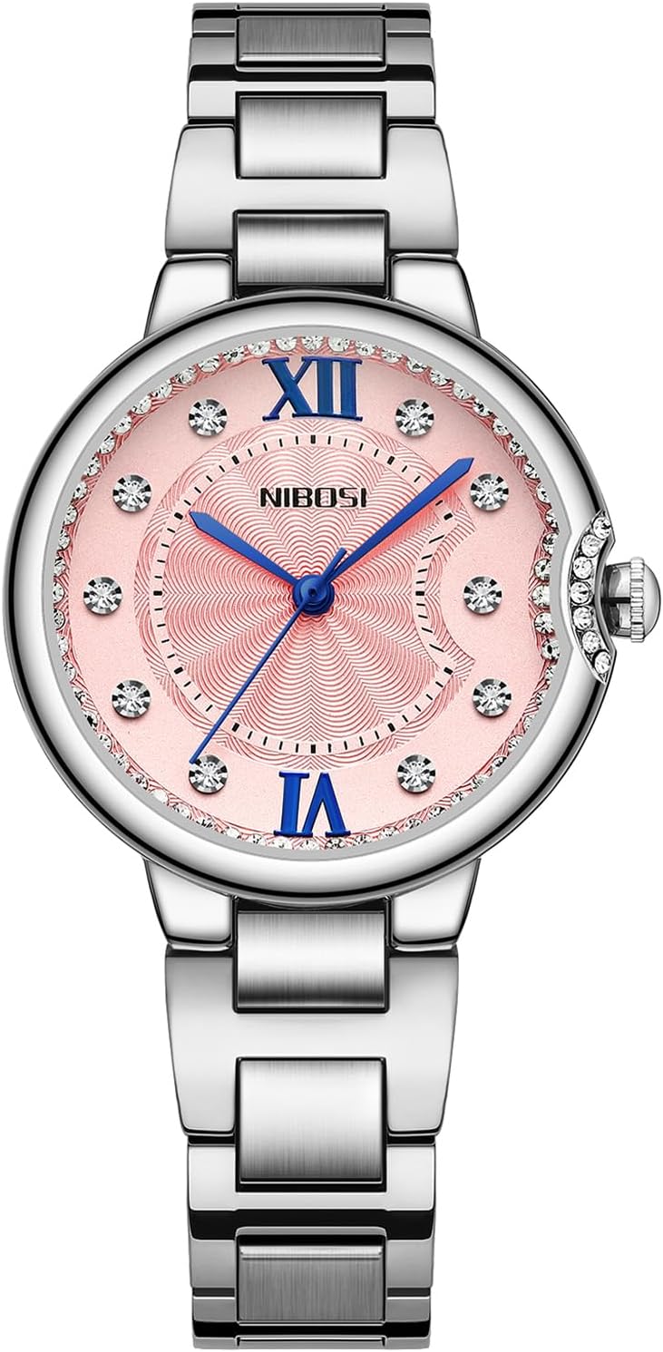 NIBOSIWomen Watches Analog Quartz Rose Gold Diamond Watch for Ladies Fashion Minimalism Waterproof Stainless Steel Casual Wrist Watches Birthday Gift