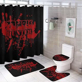 Daryl Dixon-Chapel Roan Coral Fleece 4-Piece Bathroom Set with Waterproof Oxford Fabric, Soft & Durable Bath Mat and Shower Curtain, Easy to Clean & Maintain One Size