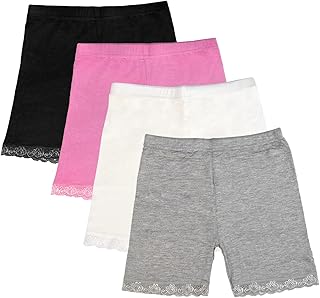 GENTABY Girls Dress Shorts Underskirts Safety Dance Black Cycling Bike Shorts 4 Pack Summer Lace 1-10 Years
