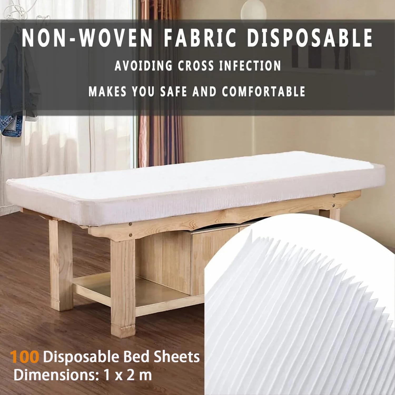100 Pcs Sábanas Desechables No Tejidas,200*100cm Sabanas Desechables Camilla Masaje,Hojas De Cama De Transpirable y No Tapado,Para La Masaje Belleza,Tatuaje,Spa,Blanco