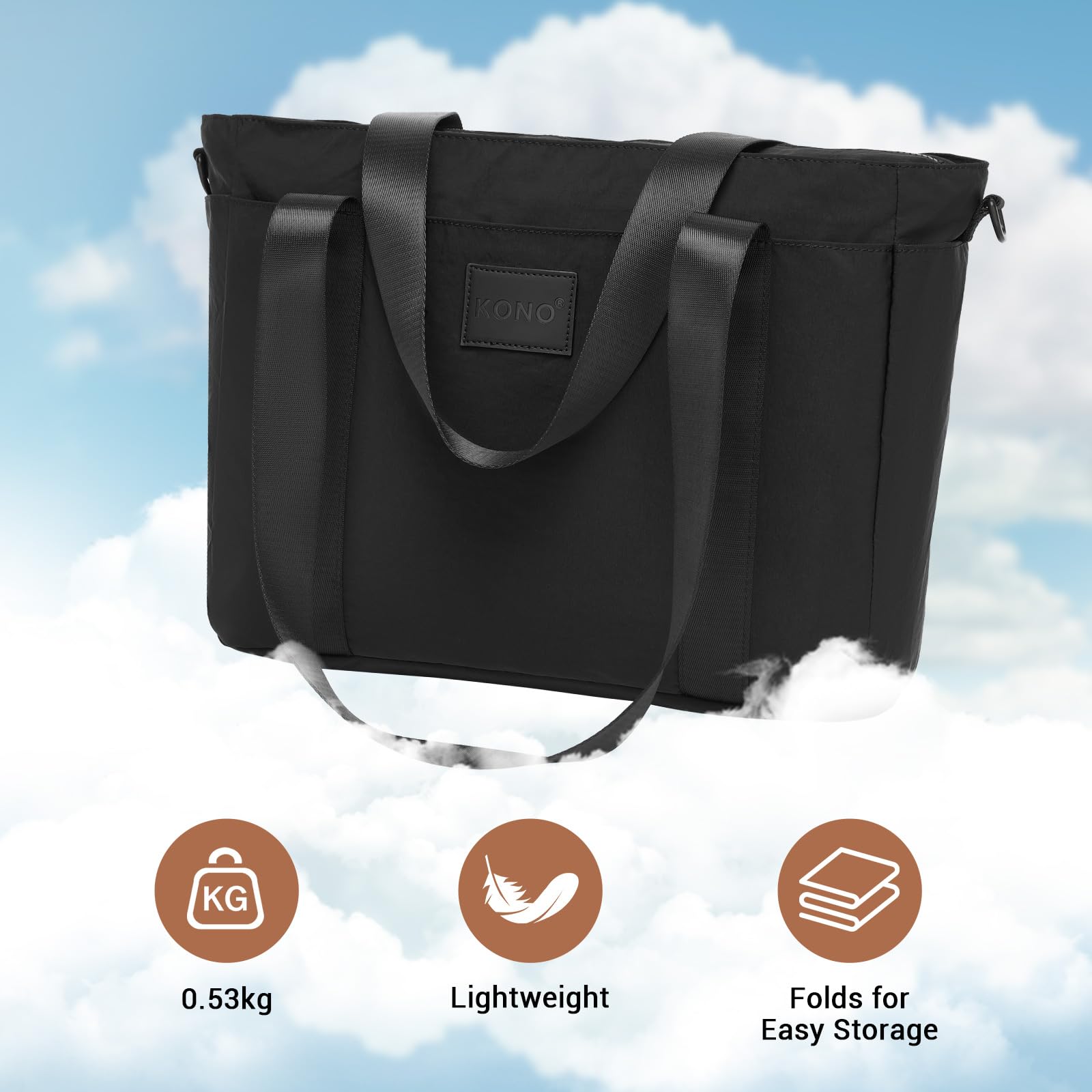 Kono Damen Tote Bag Shopper Tasche Groß Umhängetasche Handtasche Leicht Schultertaschen 15 – Bild 5