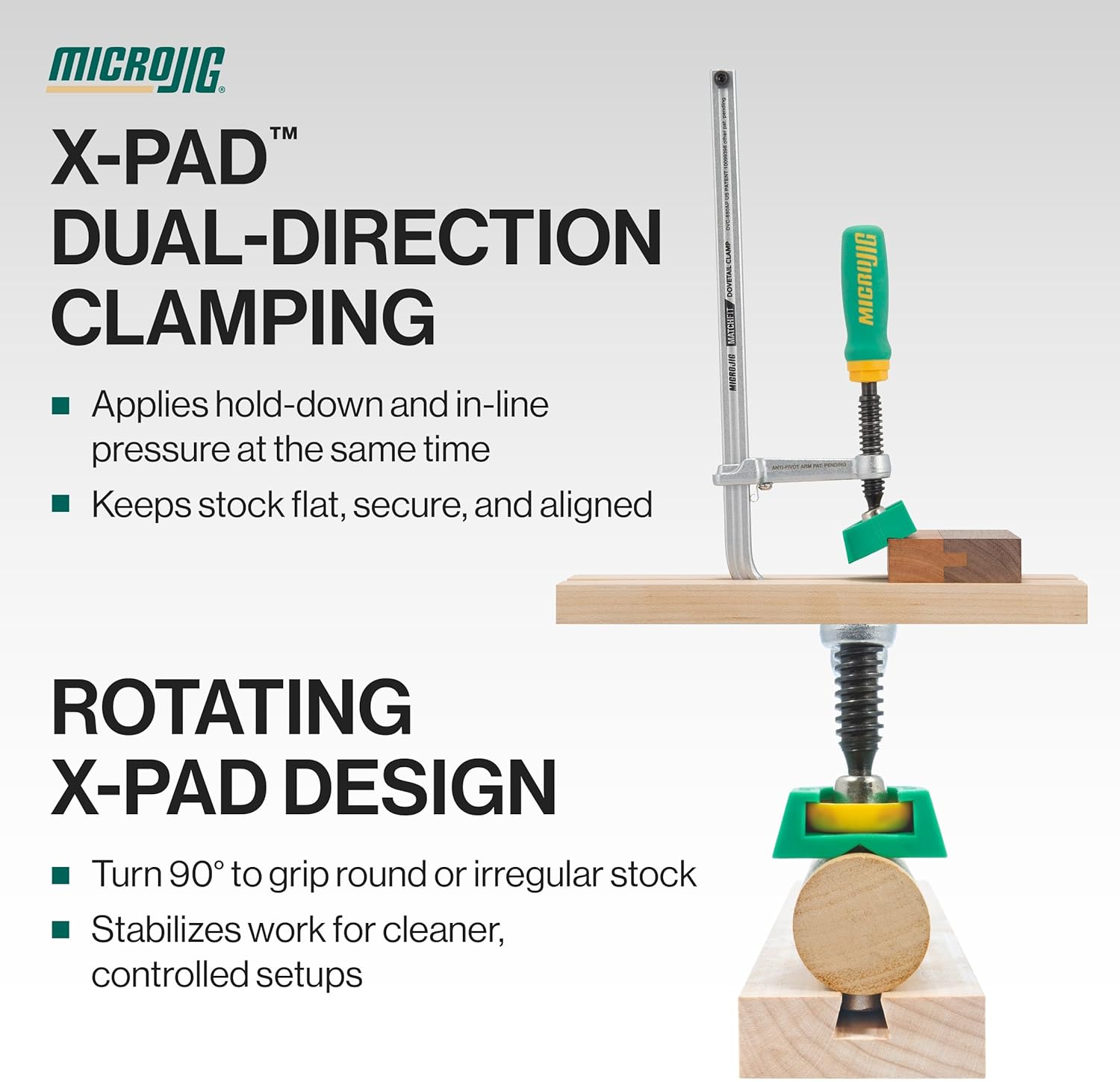 MICROJIG Matchfit Anti-Pivot Dovetail Clamps, Compatible with 1/2" 14-Degree Router Bit to Create Custom Tracks, Woodworking Tools, DVC-850APX2, 2-Pack