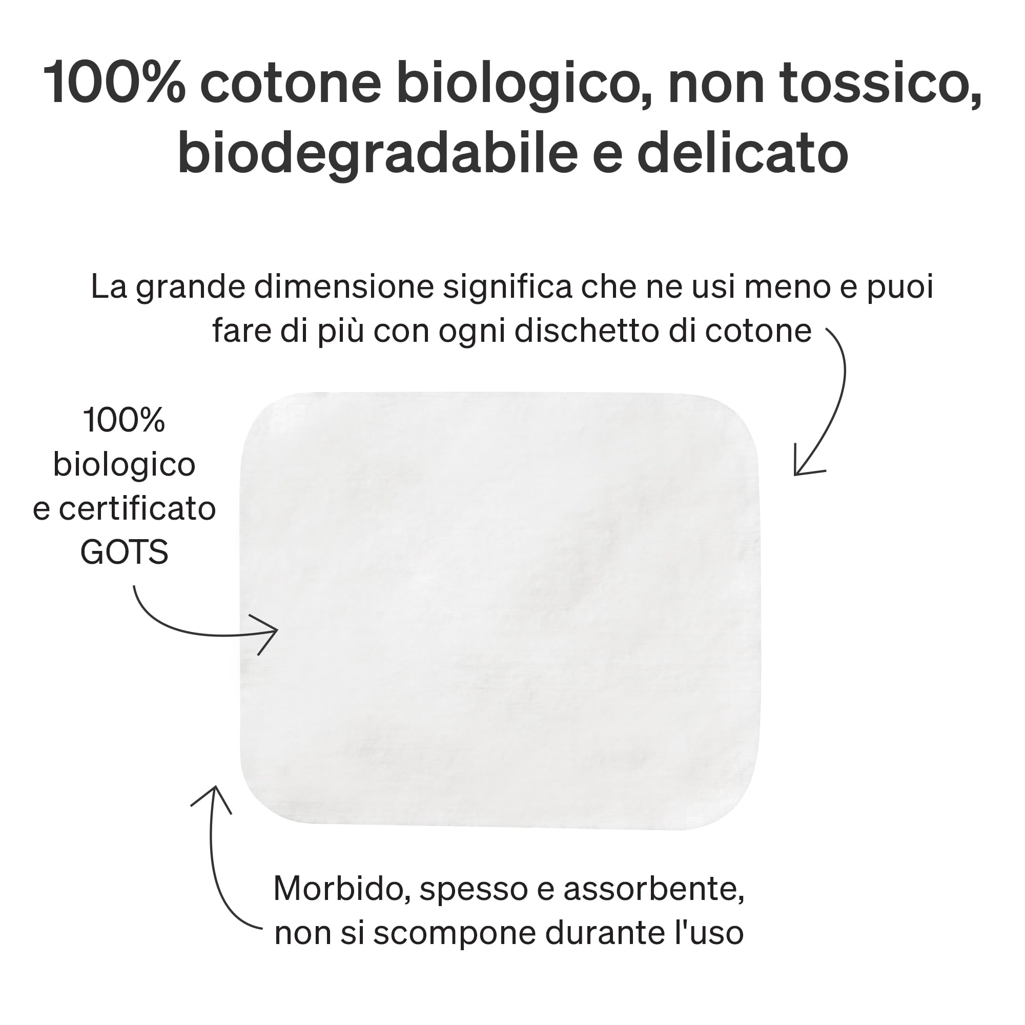 Quadrotti Cotone Neonato da Love Noobs, 360 Pezzi, Quadrotti Puro Cotone 100% Biologico Extra Morbido, XL (3.6 x 4.3 Pollici), Baby Skin
