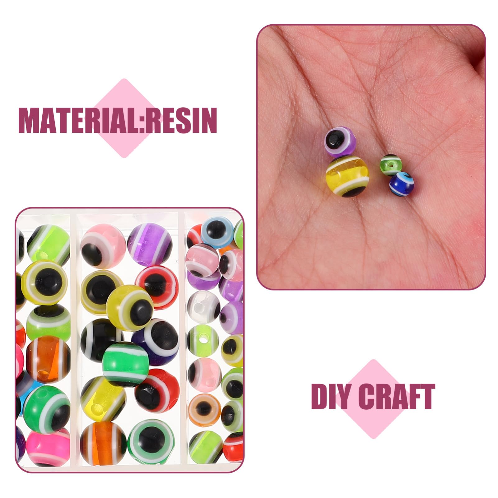 Tofficu 500piezas Abalorios De Resina Para Diy Cuentas De Ojo Para Pulseras Collares y Pendientes Accesorios Decorativos De Joyería