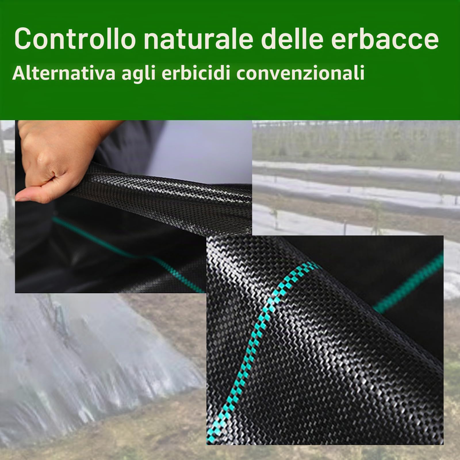 Telo Pacciamatura, 3 m x 10 m, 30 m², 90 g/m², permeabile all'Acqua, Resistente agli Strappi, Anti-Erbacce, Telo Anti Erbacce per Erbacce da Giardino, Orto