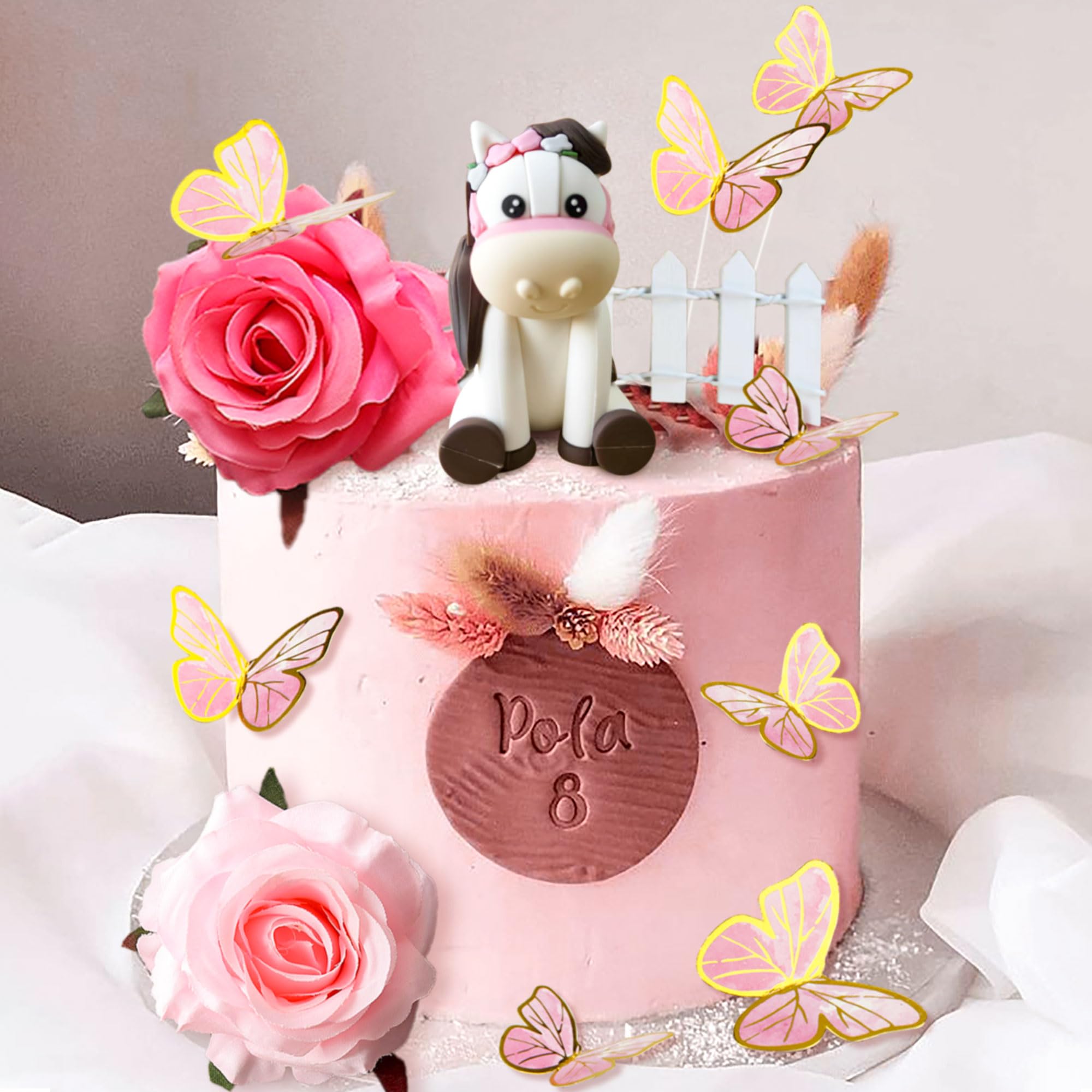 JeVenis Floral Horse Cake Decoration Cowgirl Cake Topper Girls Horse Party Decorations Horse Racing for Western Cowgirl Birthday Baby Shower - Image 3