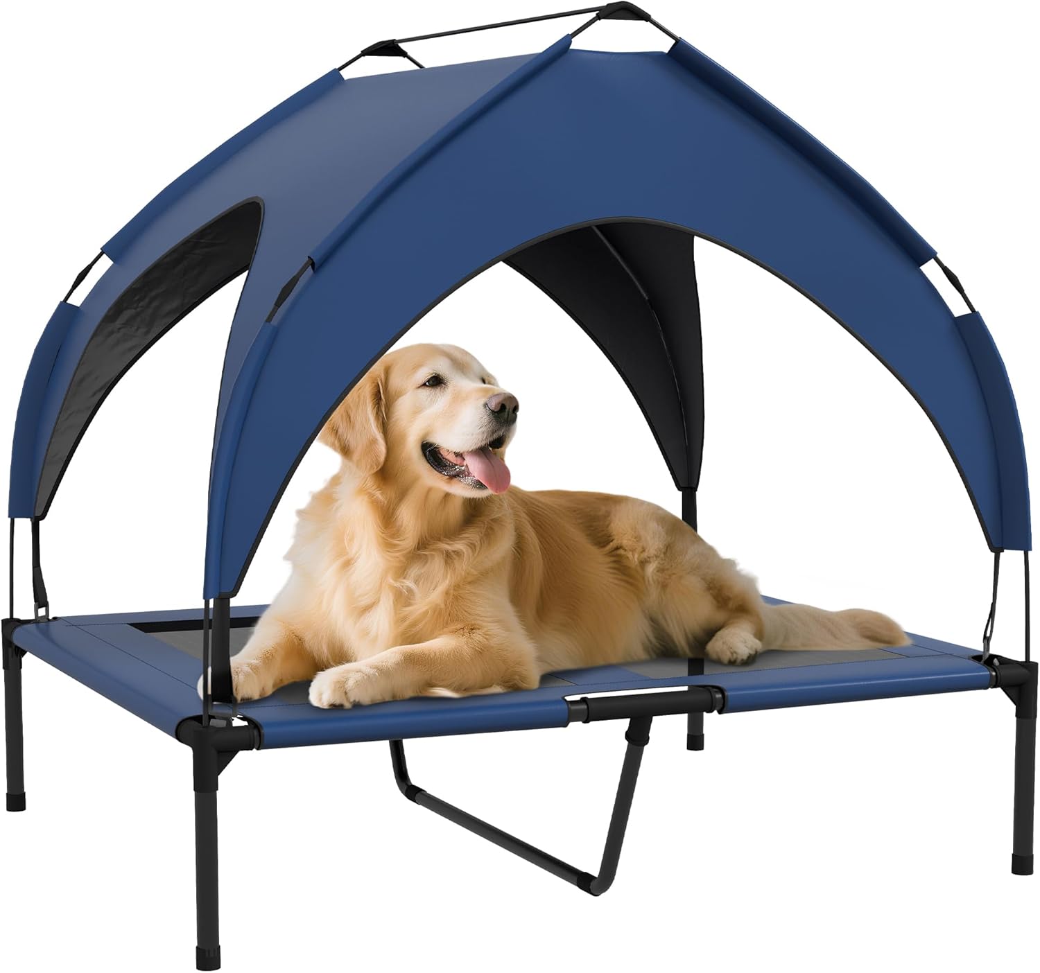 PawHut Cooling Raised Dog Bed w/Breathable Mesh, for M, L Dogs – Dark Blue