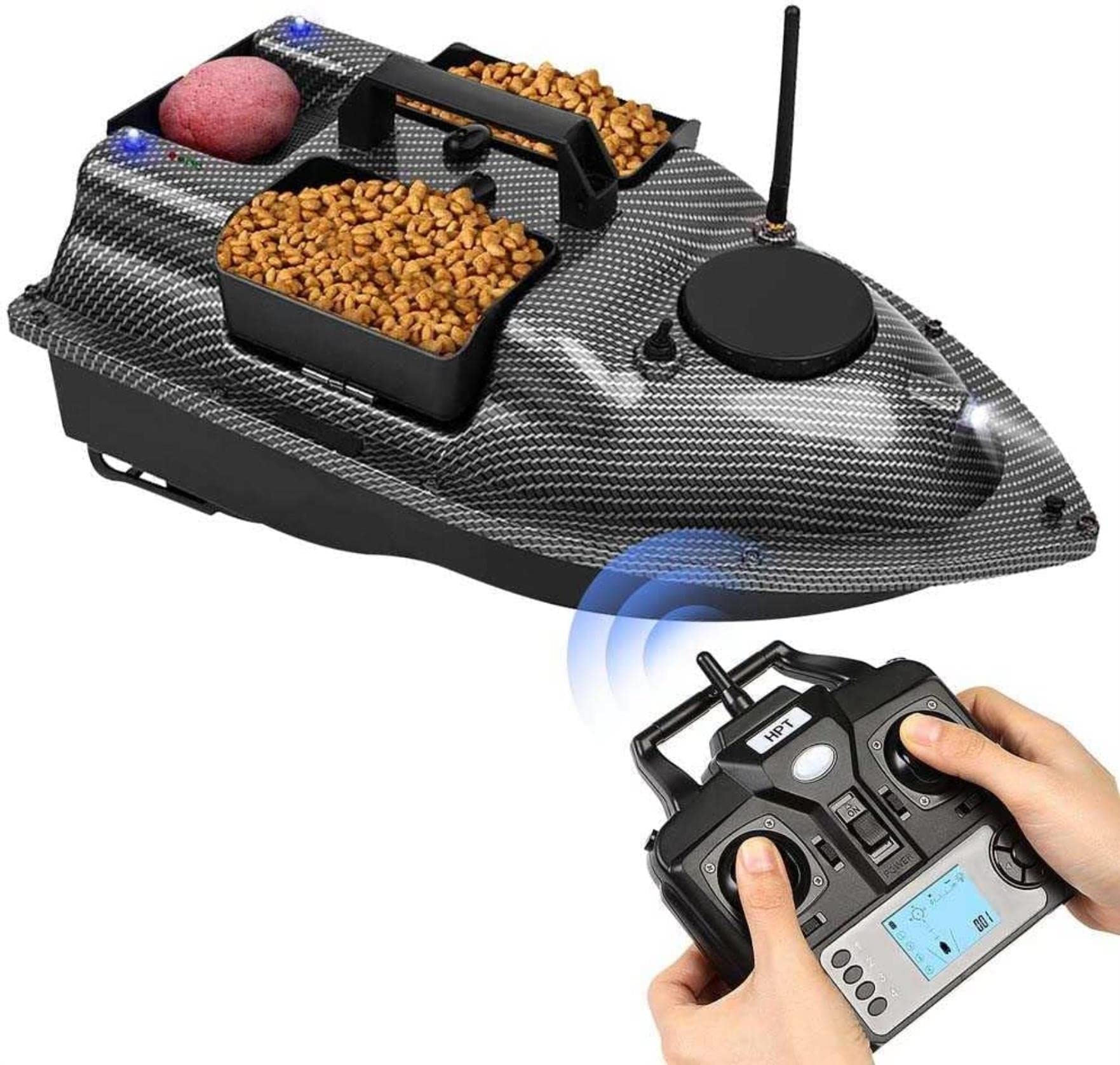 Bateau de nidification GPS avec fish finder et radiocommande 500m pour amorçage carpe