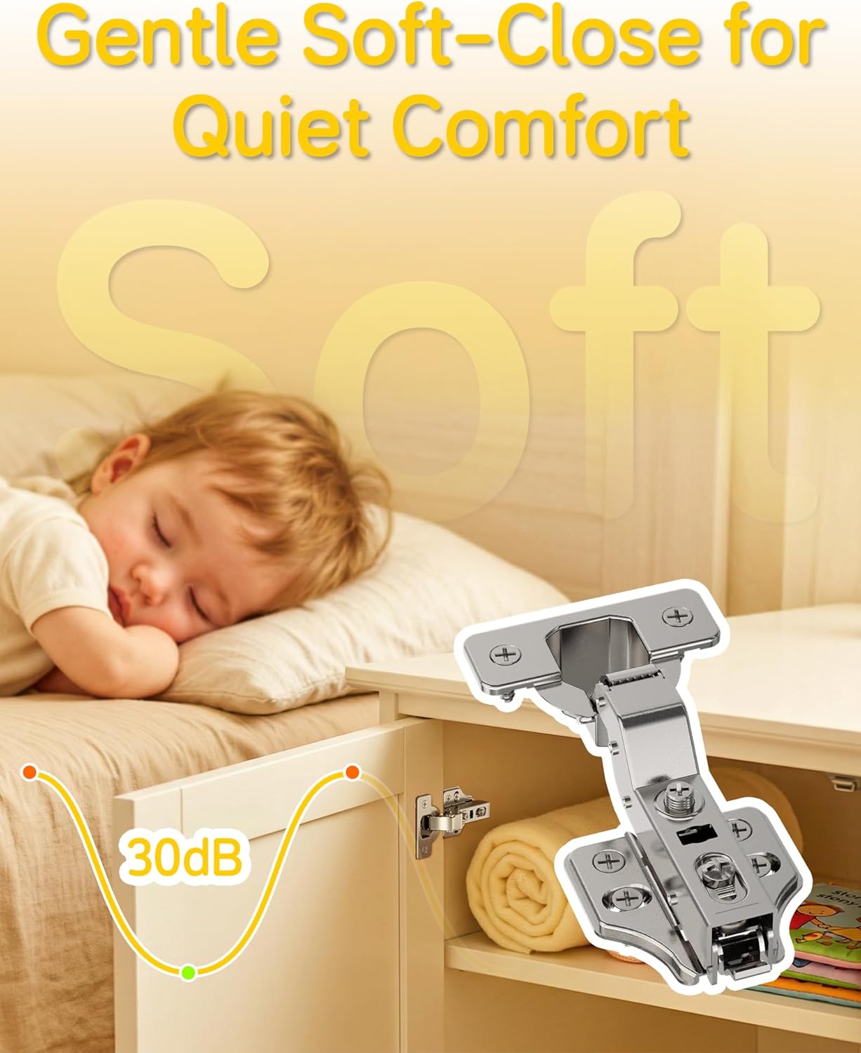 Onemake 20 Pack Inset Soft Close Cabinet Hinges, Stay at Will 105° Concealed Hinge, Smooth Slow Self Closing, 3D Adjustment, Clip-on Plate, Frameless Hidden Door Hardware for Kitchen Cupboard
