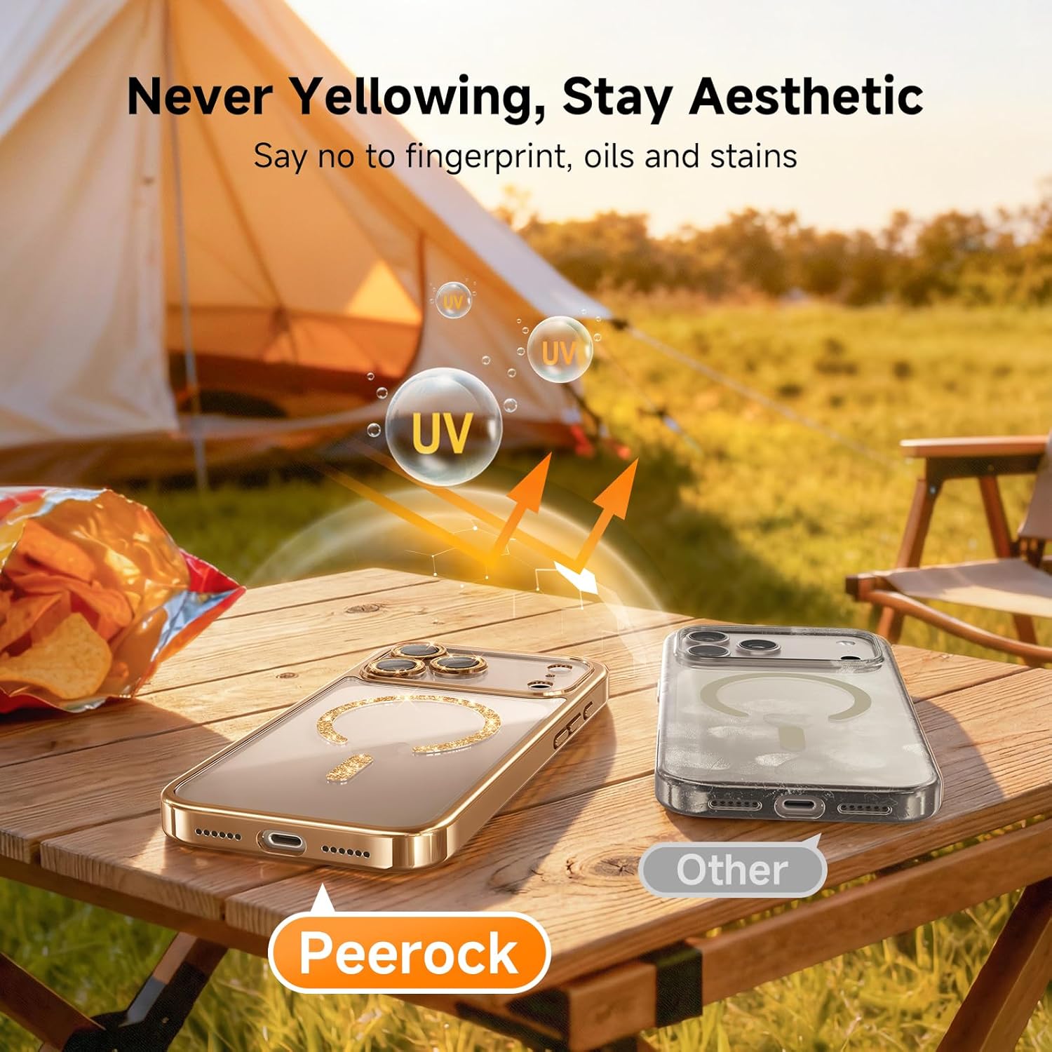 Magnetic for iPhone 17 Pro Case with Glitter Integrated Lens Protection, [Glossy Bumper & Shiny Magnetic Ring] [Compatible with Magsafe] Cute Women Protective Case for iPhone 17 Pro Desert Titanium - Image 6