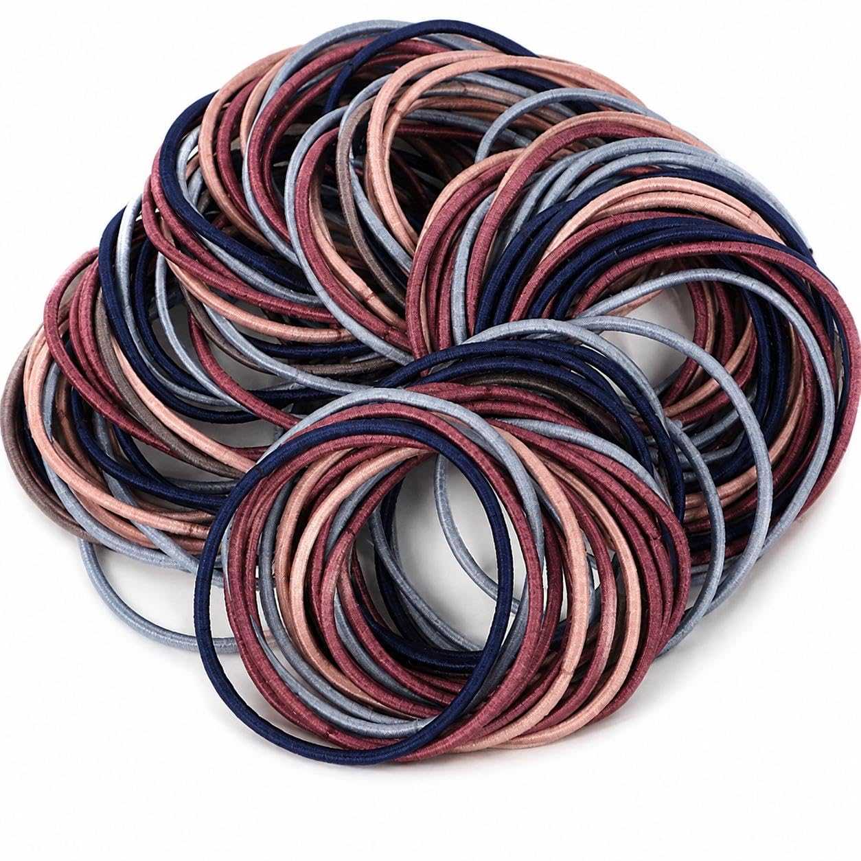 Cloth Covered Elastic Hair Ties for Women, Thin Stretch Bands for Ponytails, Braids, Work, Exercise and Travel