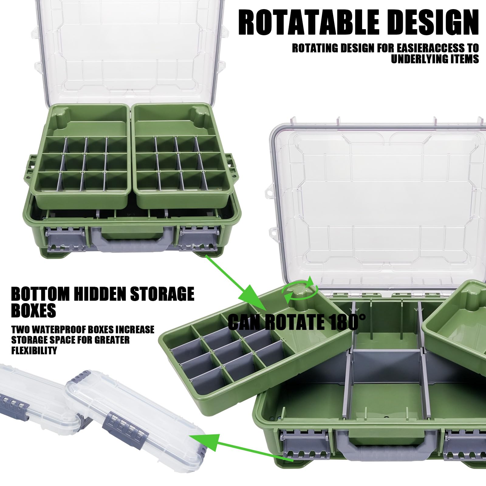 Seaknight Scatola per attrezzatura da pesca impermeabile a 3 livelli, con chiusura sicura, ABS resistente e scomparti regolabili, organizer per la conservazione di attrezzatura per la pesca alla carpa