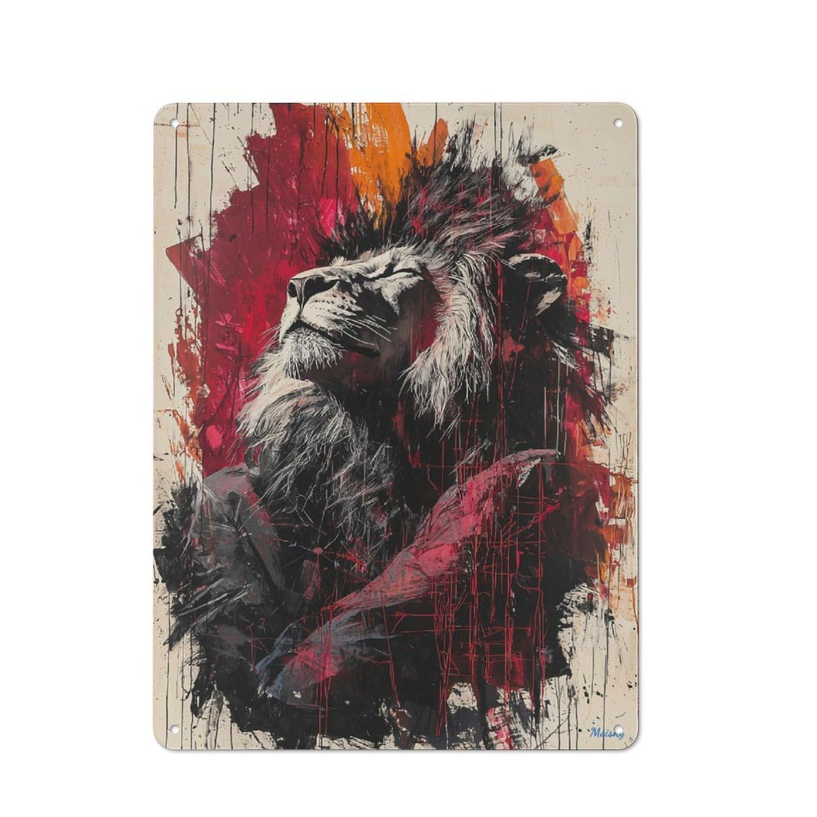 Junmoney Majestic Lion Contemporary Expressionist Port Rait Retro Tin Sign 40X30cm For Workshop Wall, For Home Interiors And Metal Sign Collectors