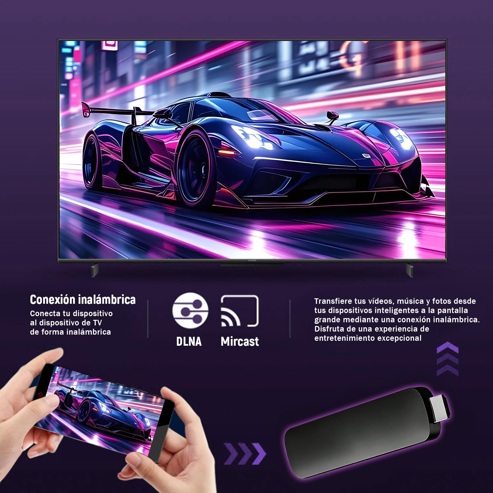 H7 Android TV Stick – Android 16.0, Smart TV Stick HD, H313 Quad-Core, Wi-Fi 2,4 GHz + 5 GHz y Bluetooth 5.4, Dispositivo de TV por Internet Plug & Play para Cine en Casa/Viajes (2+8 GB)