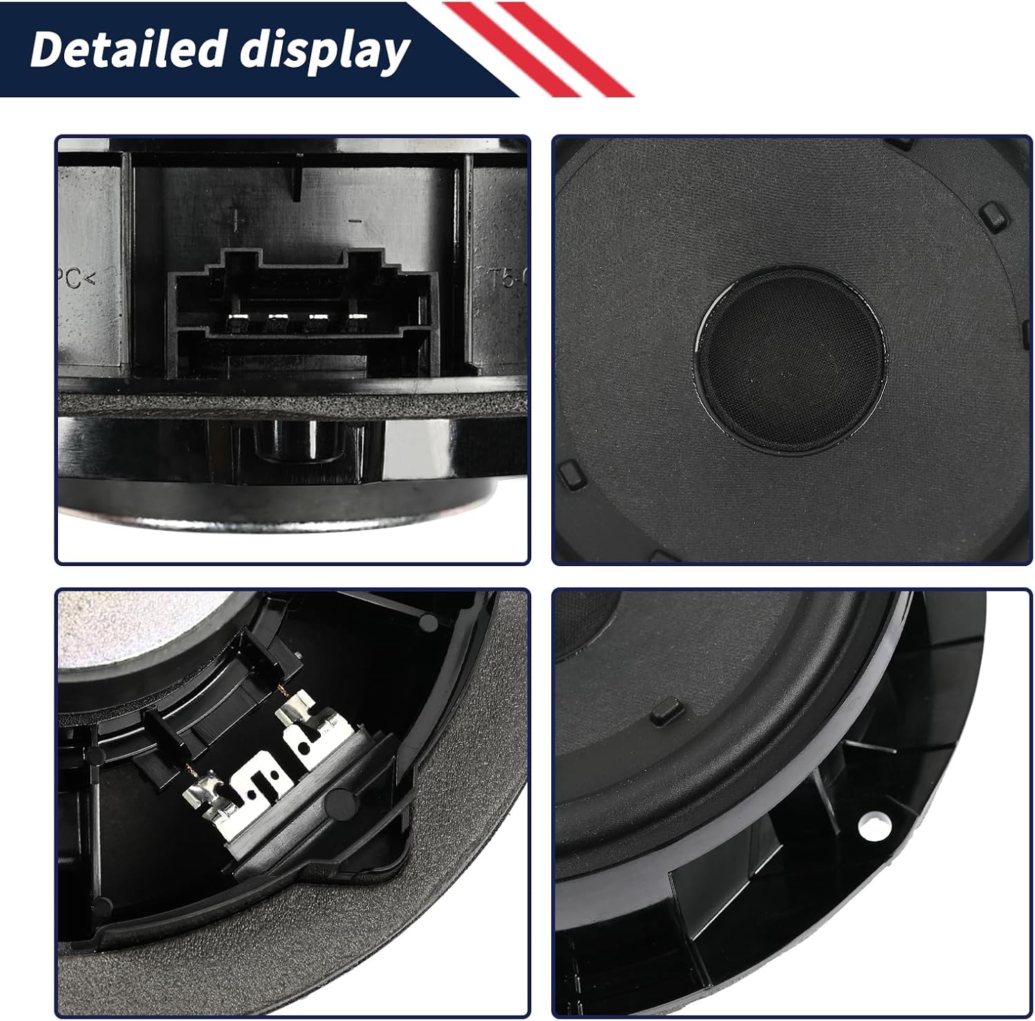 5C6035454A Front Door Speaker Assembly Fit for Volkswagen Passat 2012-2022 ＆ Jetta 2011-2018, 6 inch Bass Loudspeaker Left Driver or Right Passenger Side Front Door Radio Speaker 5C6-035-454-A