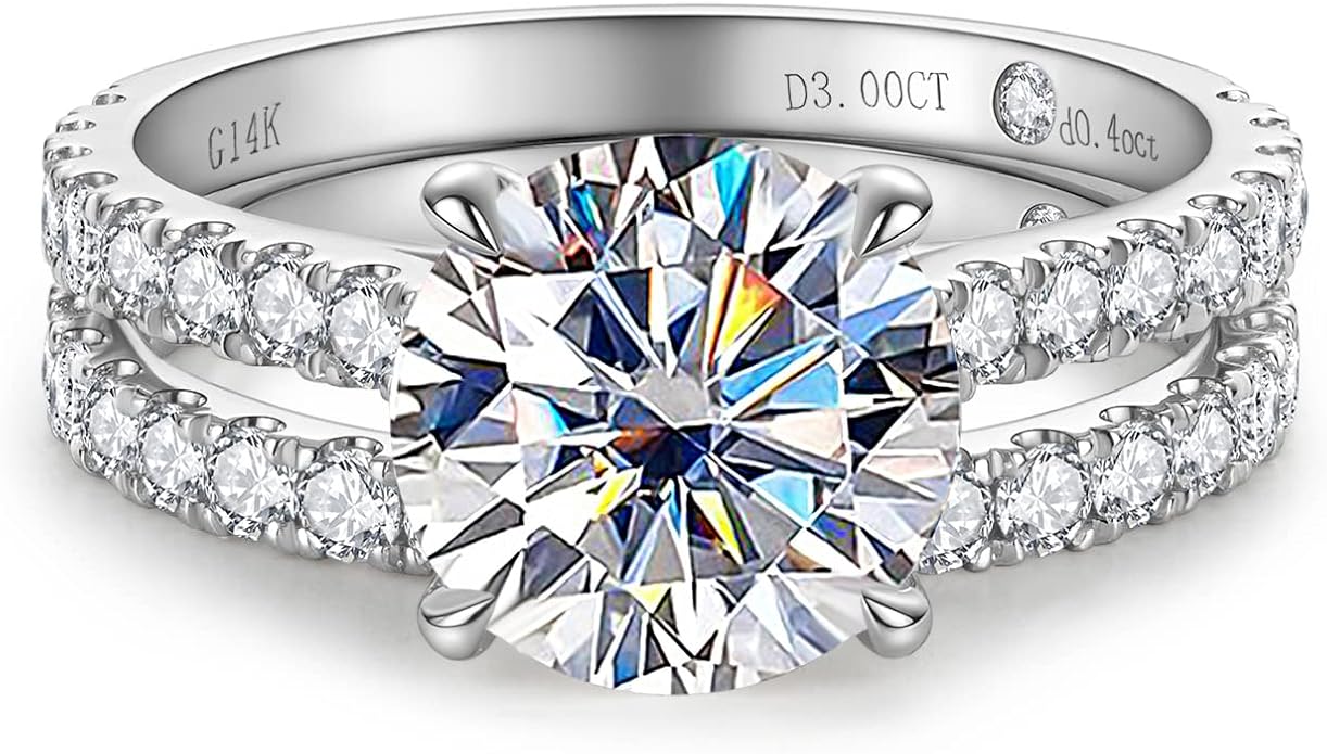 14K White Gold Bridal Wedding Ring Set 9 Clothing, Shoes