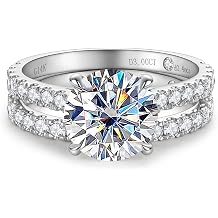 Solid 14K White Gold/Yellow Gold 3CT Center Stone Moissanite Bridal Ring Set, Real Gold | D Color and FL-VVS1 Moissanite | Wedding Anniversary Ring Set