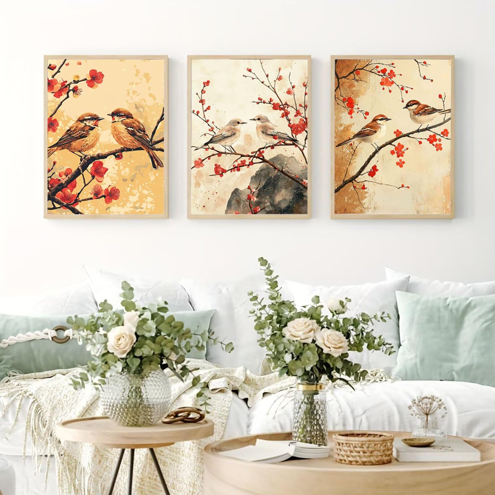 Generico Cnyaunfi 3 Pezzi Animali Pittura Diamante Fai-Da-Te, 5D Beige Diamond Painting Kit Completo per Hobby Creativi Adulti, Per La Decorazione Della Parete Di Casa 60x80cm YF-3551