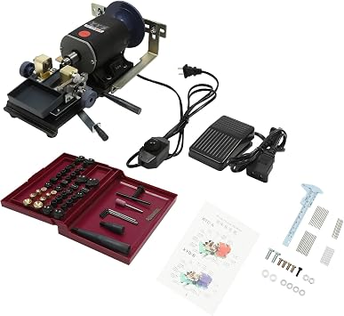 450W Professional Pearl Drilling Machine, 110V Adjustable Speed 500-15000 RPM with Foot Pedal, Sanding Disc & Vernier Caliper for Jewelry Making on Pearls, Coral, Amber, Stones, Wood Beads