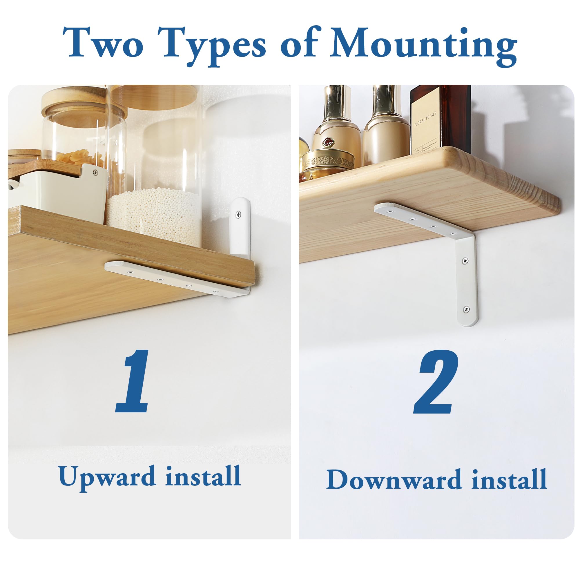 Mooche 4Pcs Shelf Brackets White, Heavy Duty Angle Brackets, Metal L-Shaped Shelf Bracket - Image 3