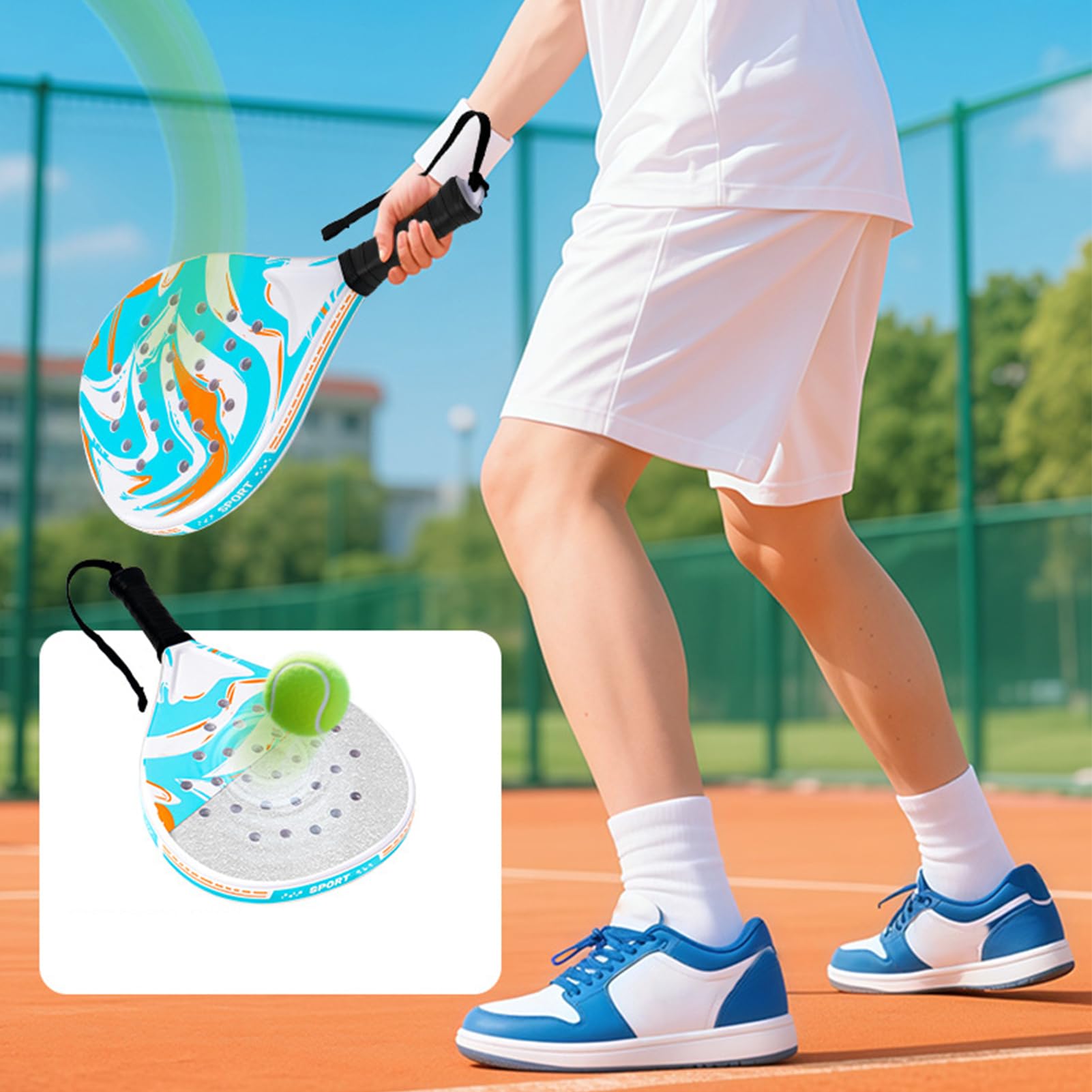 Racchetta da bambino di Pickleball,Paddle leggero in fibra di carbonio, antiscivolo e portatile, set di racchette da tennis, per donne, uomini, adulti, sport, giochi pratici, spiaggia, parco, giardino