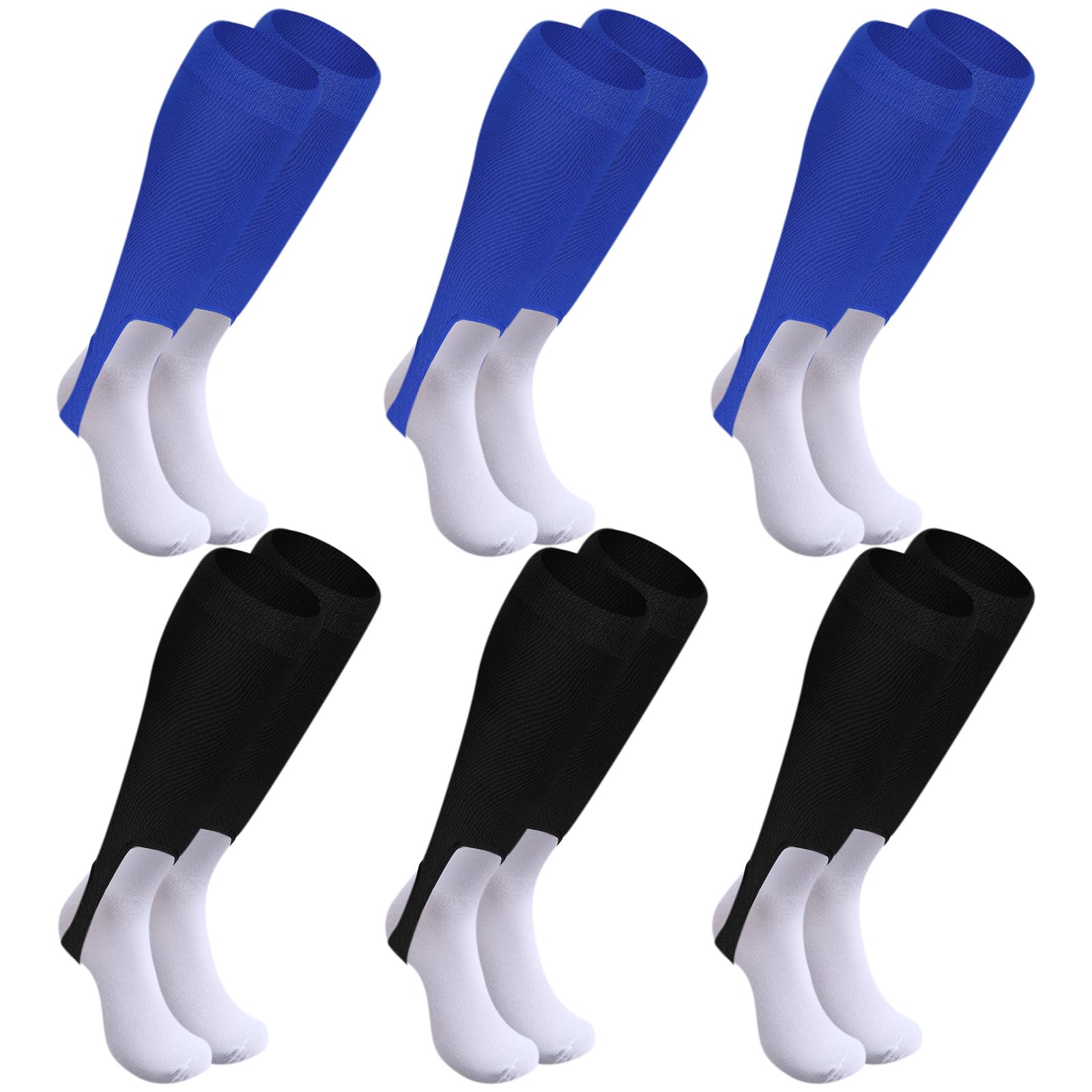 Photo 1 of 6 Sets Baseball Stirrup Socks Softball Sports Solid Color Socks Under Stirrup Sanitary Liner Baseball Socks Baseball Softball Black Blue Stirrup Sport Socks for Baseball Hockey Game Men Women