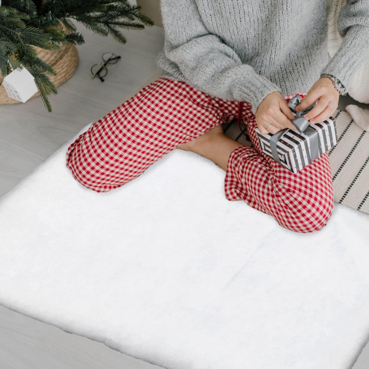 MAGICLULU 2 Pièces Coton de Neige Artificielle couvertures d'extérieur Neige de noël Decoration Hiver décoration Hiver Tapis décor extérieur Neige de Coton décor d'hiver Neige Doux décorer