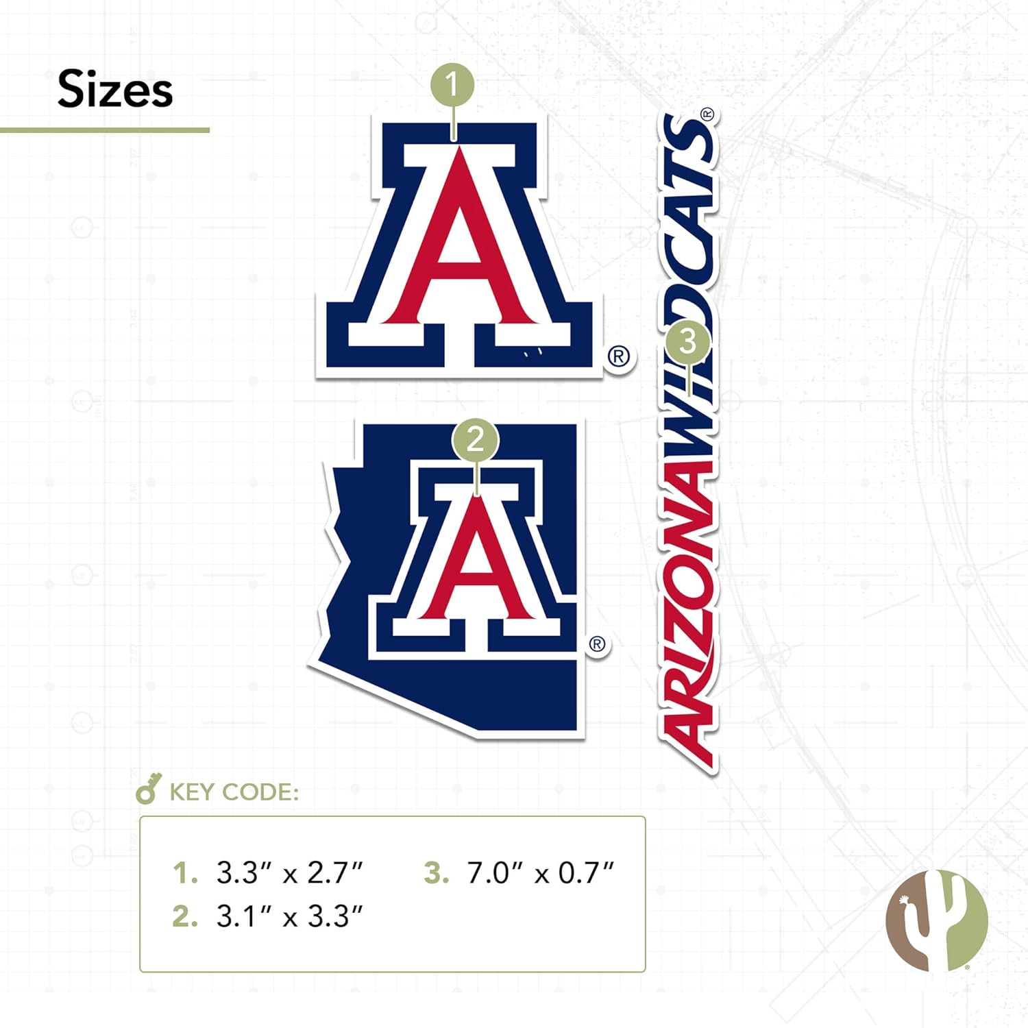 Desert Cactus University of Arizona UA Wildcats Sticker Vinyl Decals Laptop Water Bottle Car Scrapbook T5 (Type 5-1) - Image 4