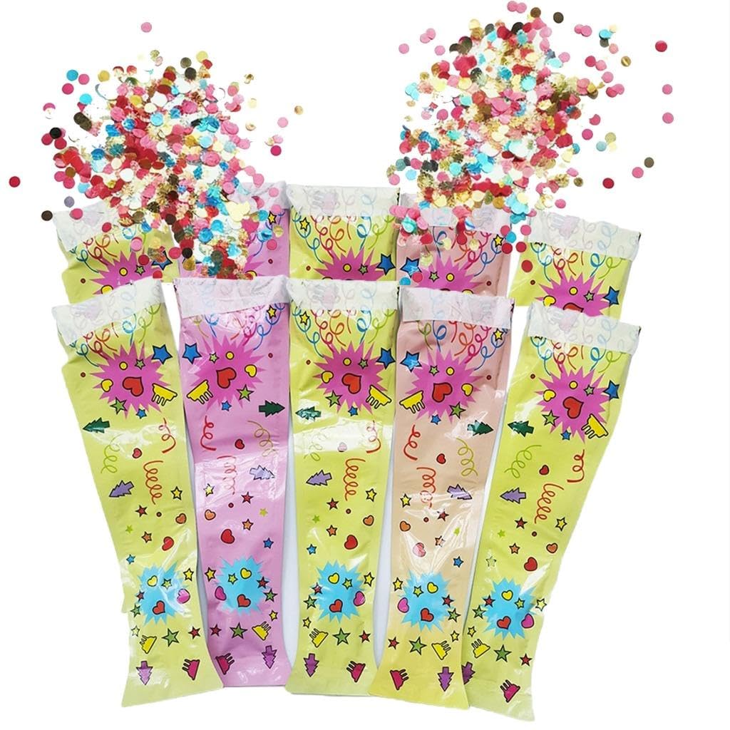 10 Pcs Inflatable Fireworks Stick Party Toys Confetti Fireworks Handheld Confetti Poppers Multicolor Biodegradable Confetti Poppers Air Powered Party Poppers Confetti Shooters for Birthday Wedding